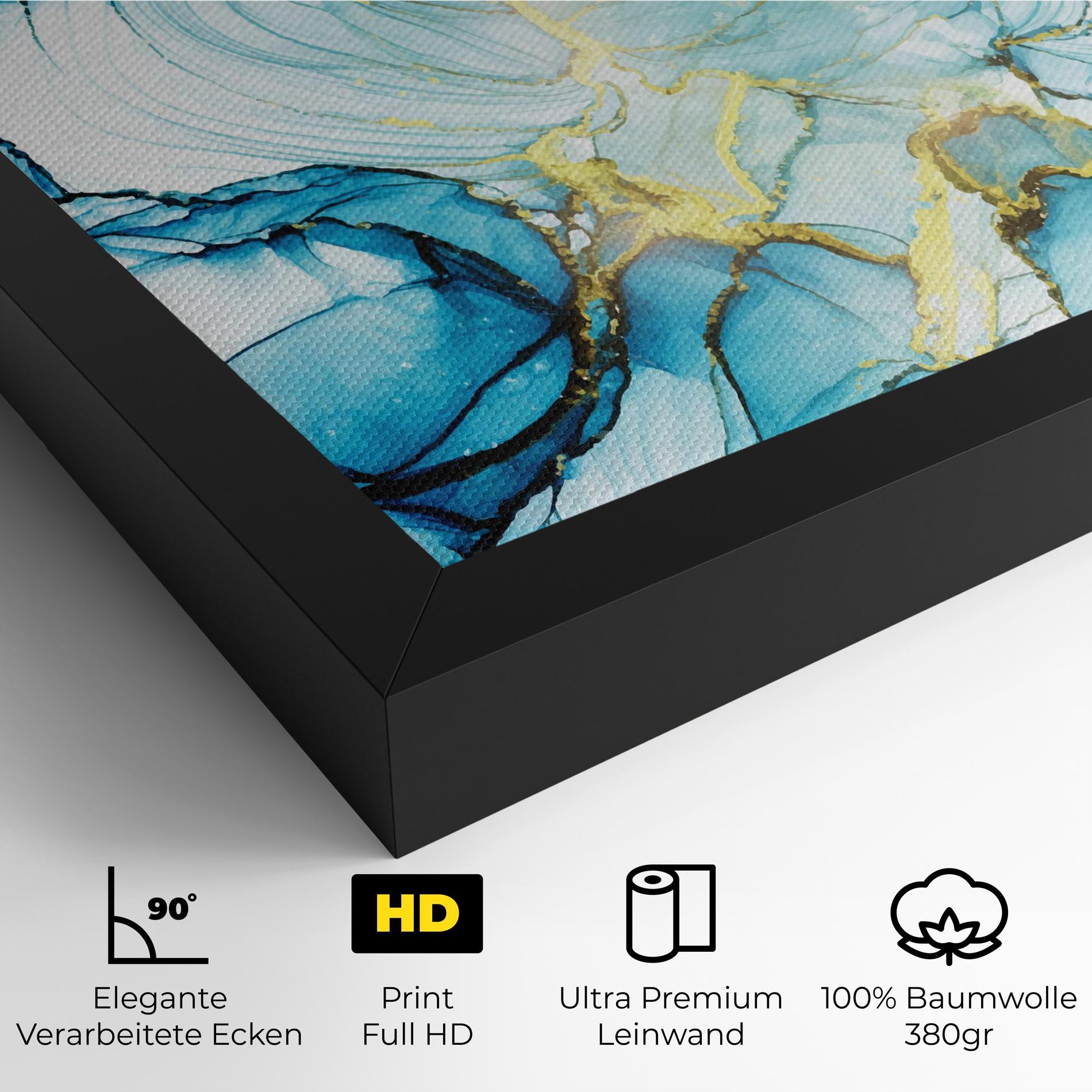 Leinwandbild Artistic Gold Blue mockup 4