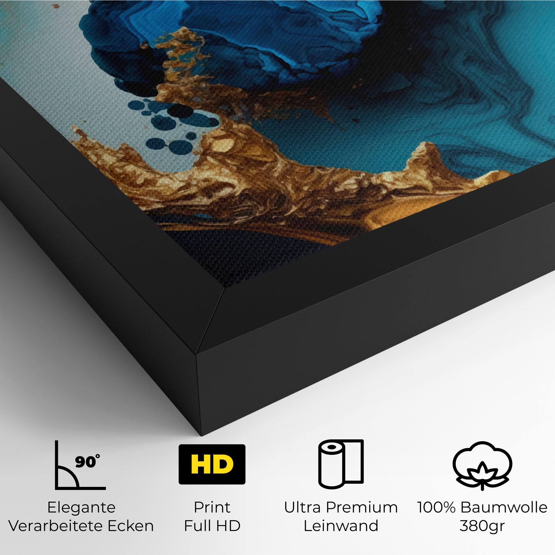 Leinwandbild Blue Gold Wave mockup 4