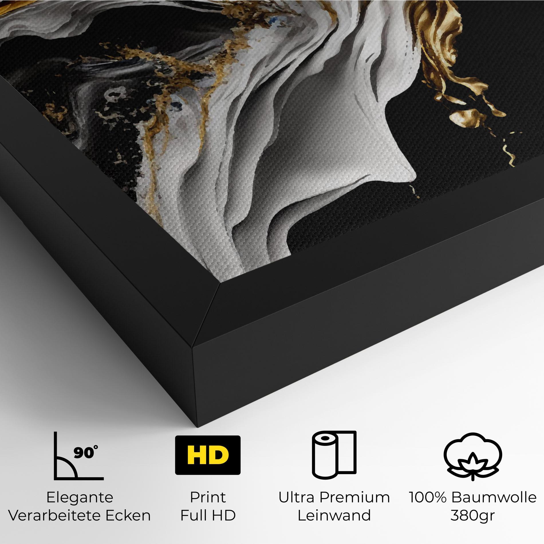 Leinwandbild White Black Wave mockup 4