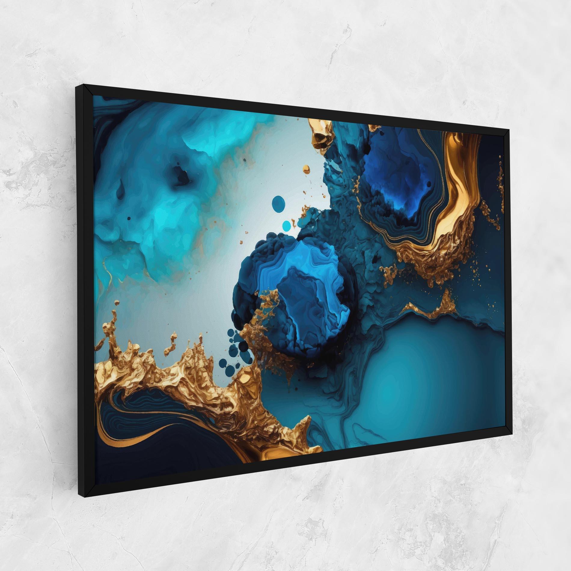 Leinwandbild Blue Gold Wave mockup 1