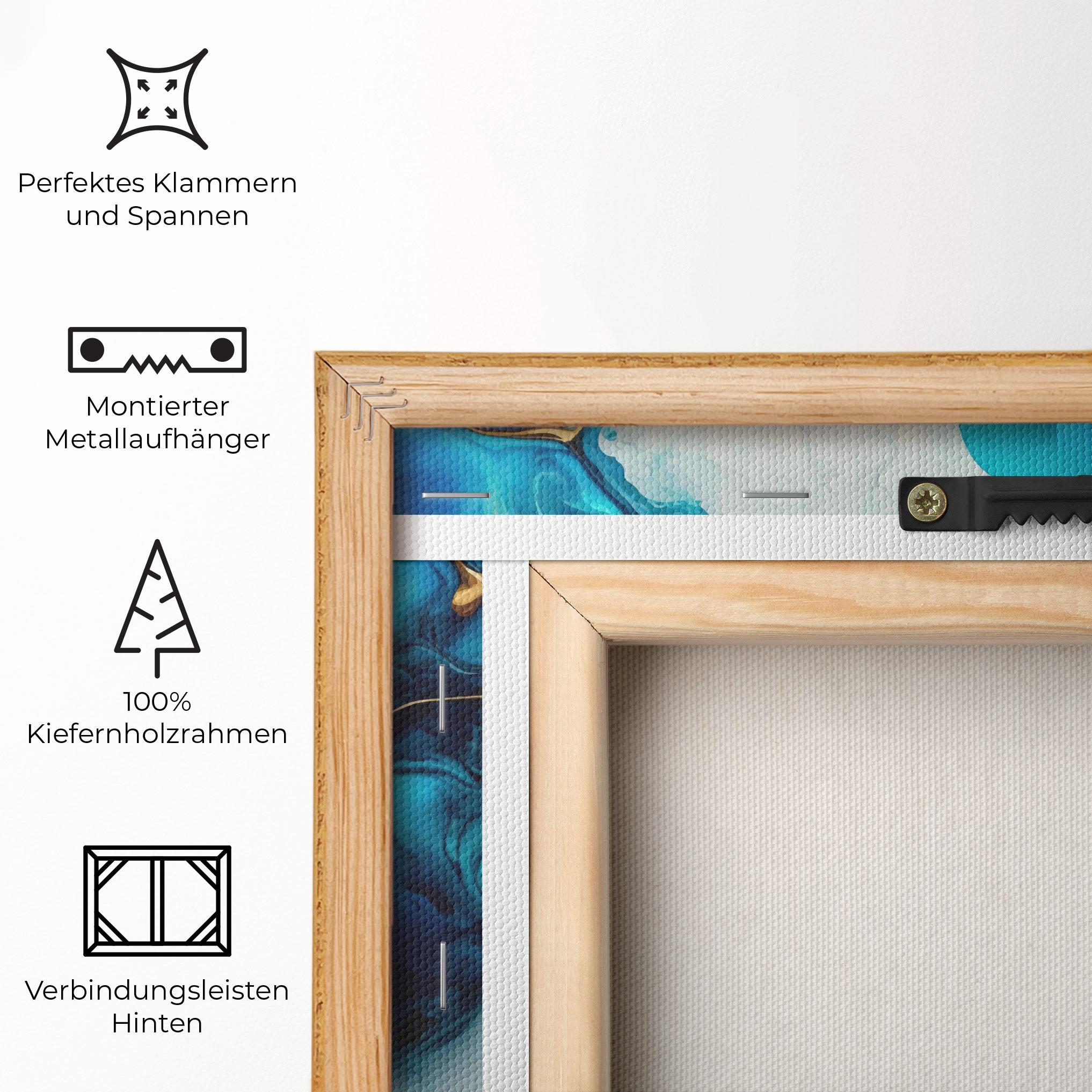 Leinwandbild Gold Blue Art Wave mockup 5