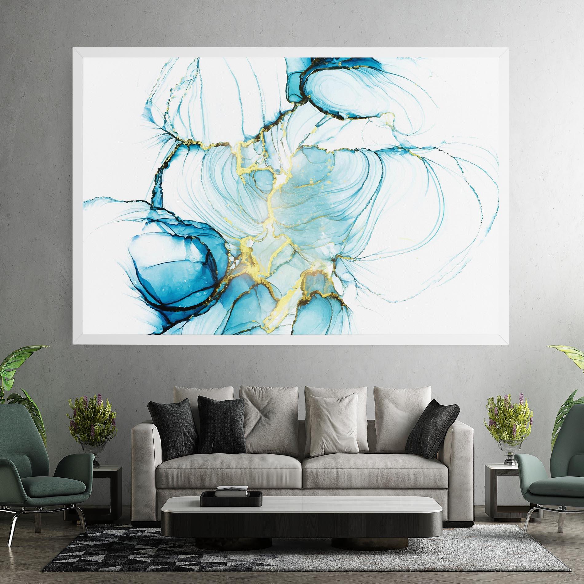 Leinwandbild Artistic Gold Blue mockup 7