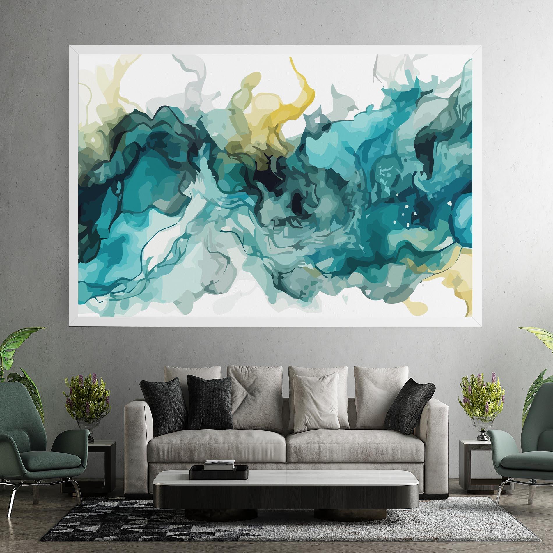 Leinwandbild Blue Yellow Art mockup 7