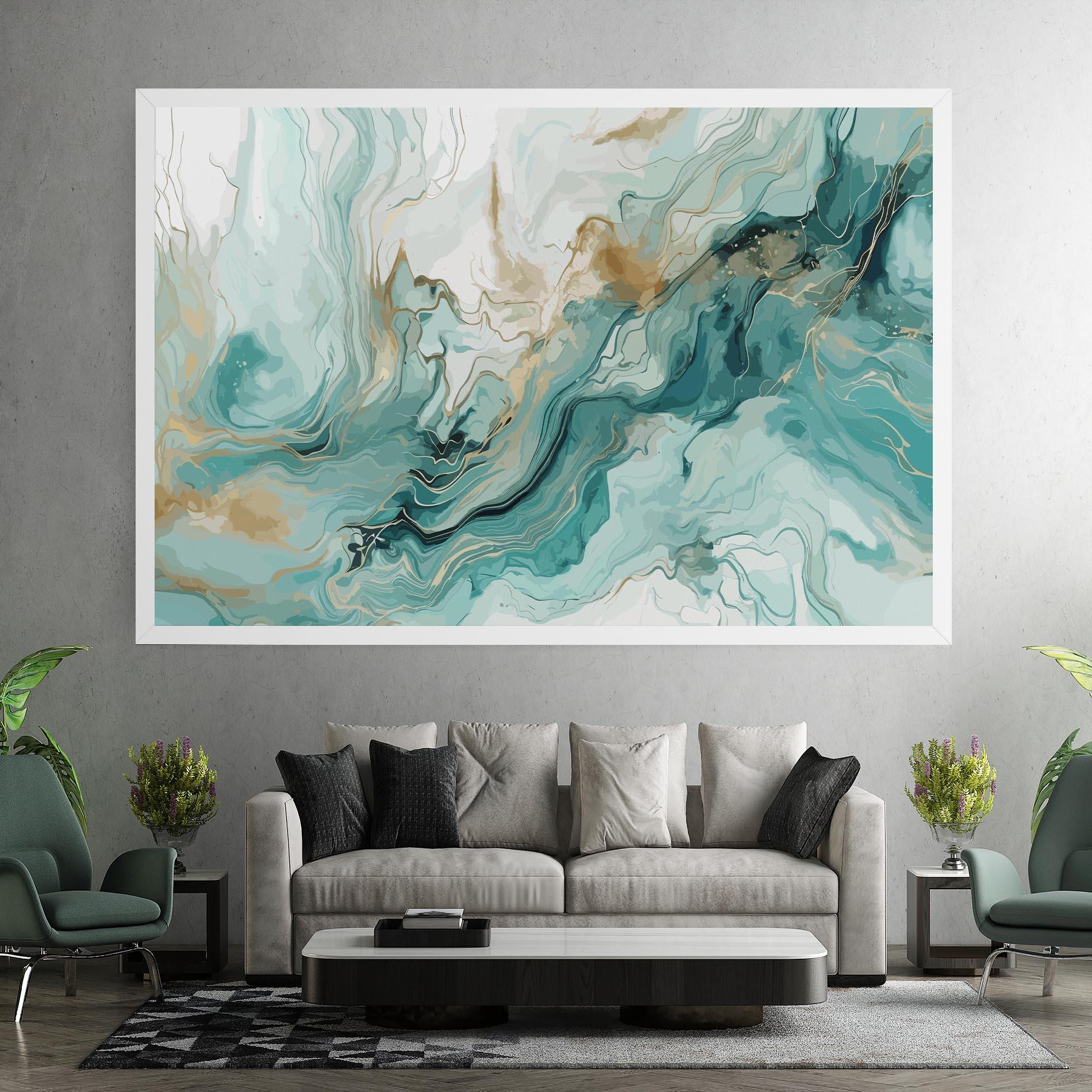 Leinwandbild Green Gold Water mockup 7