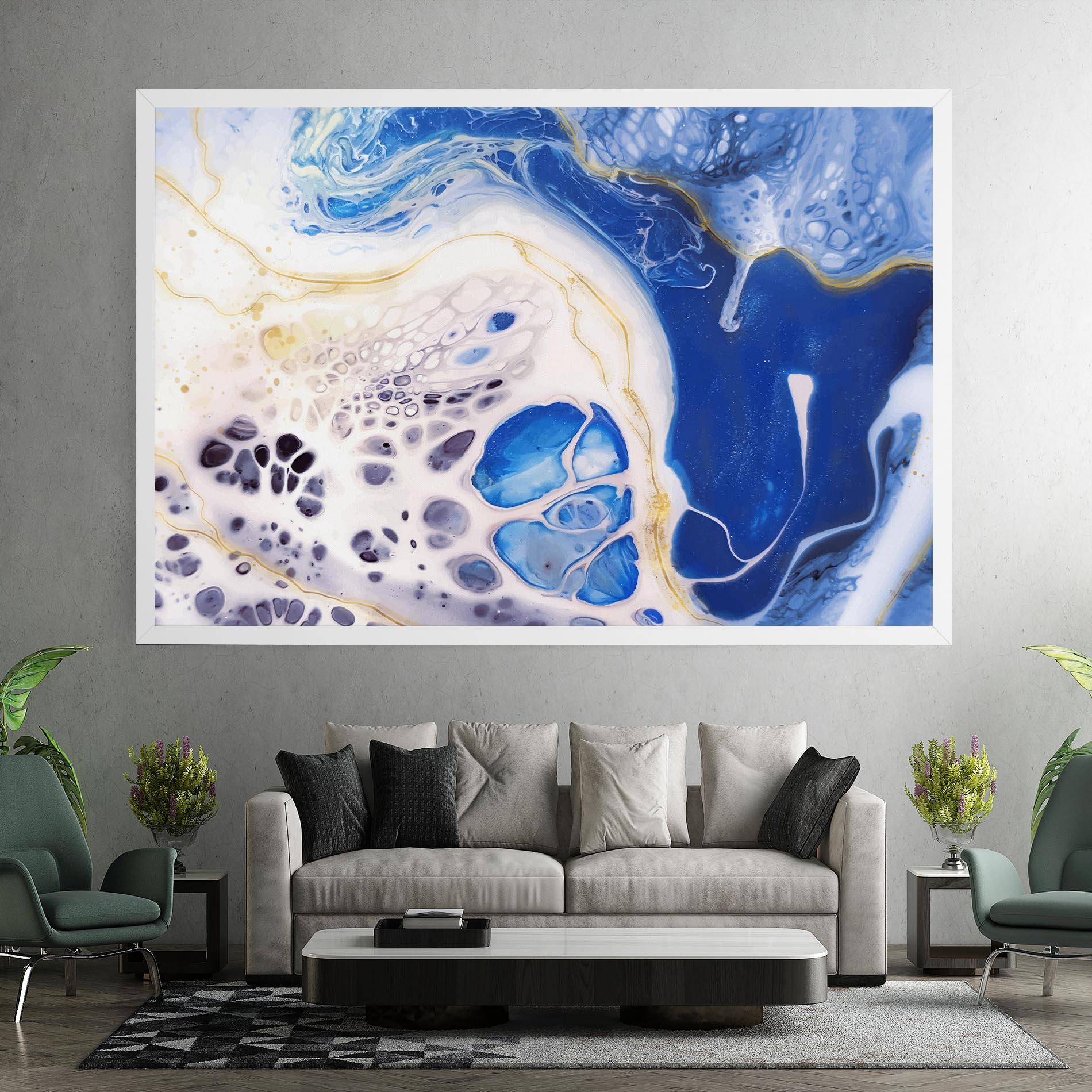 Leinwandbild Water Gold Blue Marble mockup 7