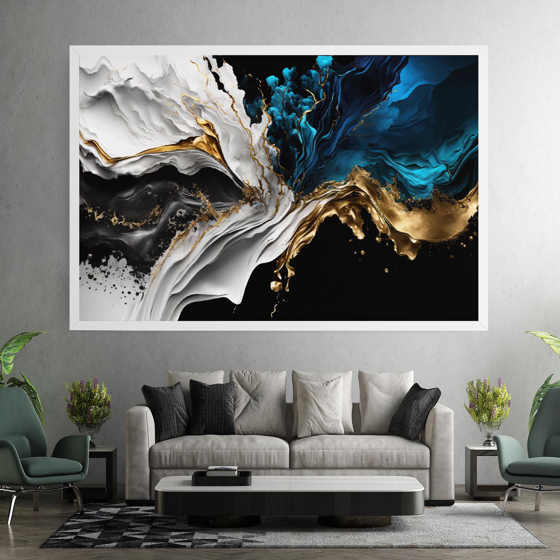 Leinwandbild White Black Wave mockup 7