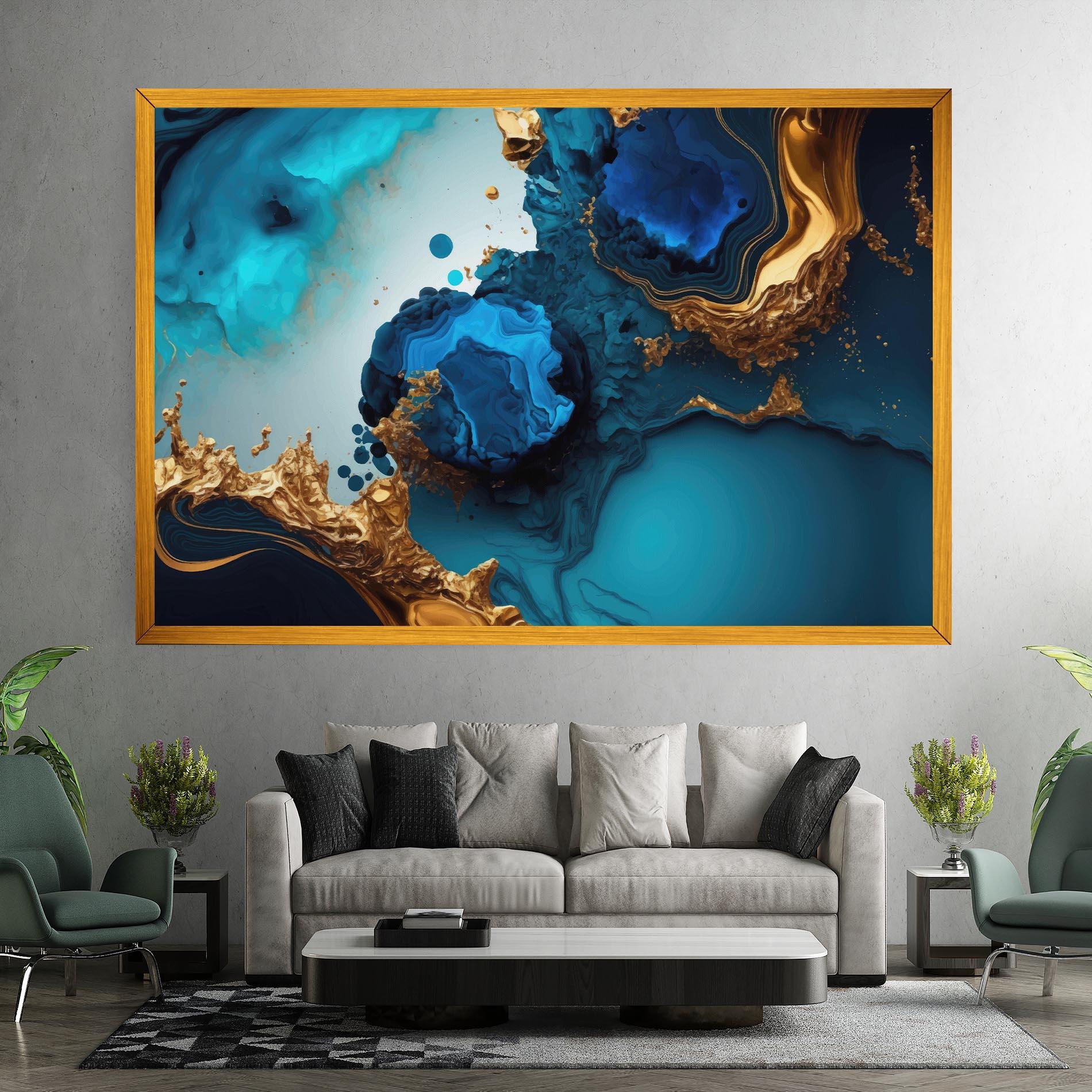 Leinwandbild Blue Gold Wave mockup 7