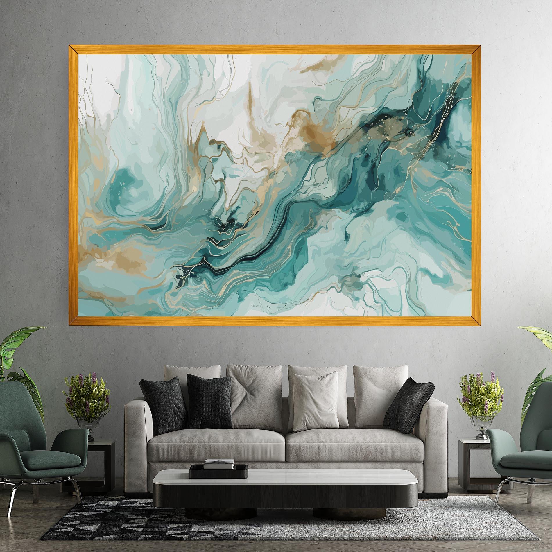 Leinwandbild Green Gold Water mockup 7