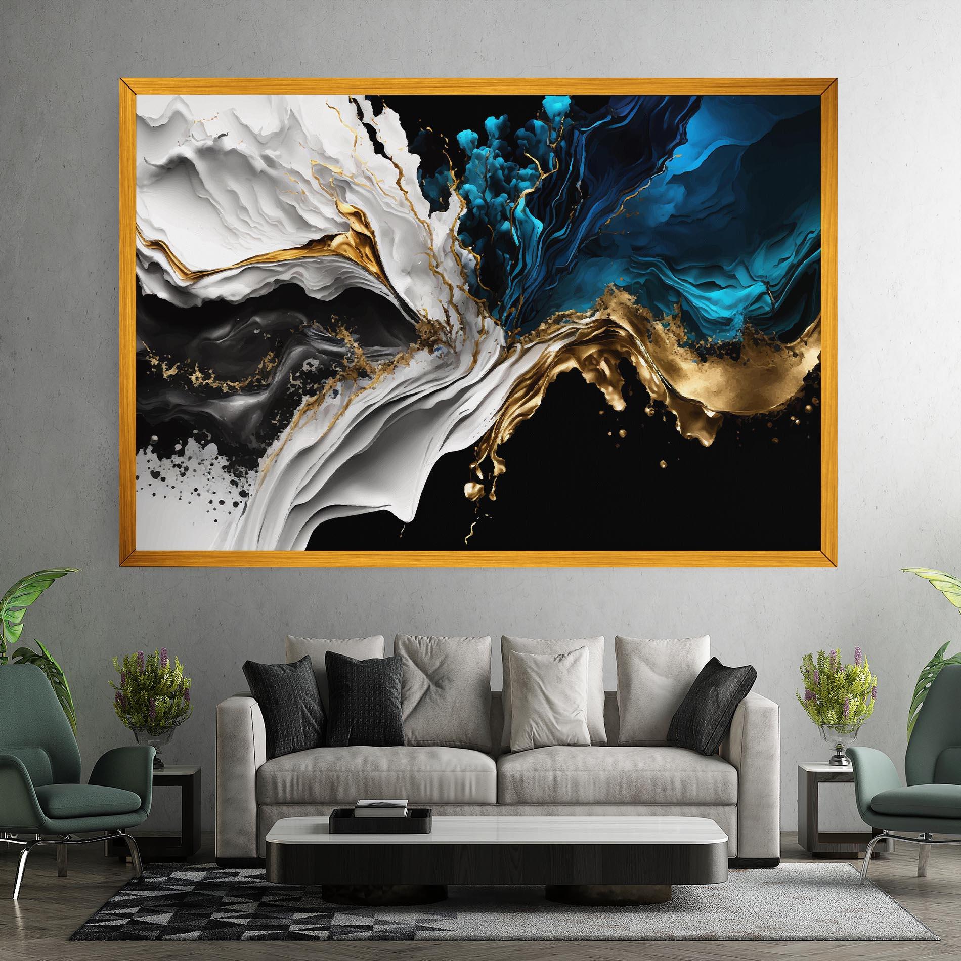 Leinwandbild White Black Wave mockup 7