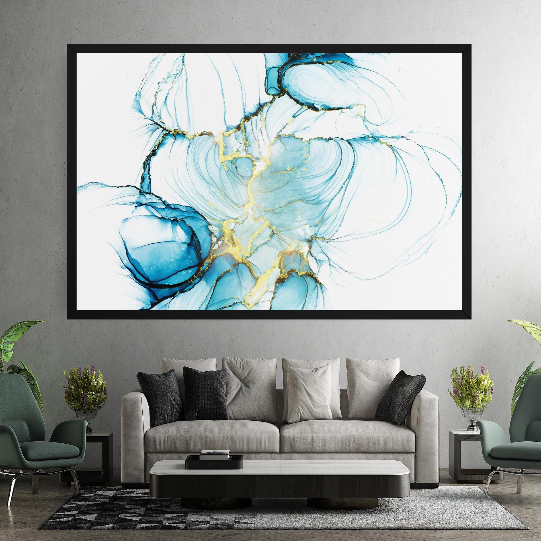 Leinwandbild Artistic Gold Blue mockup 7