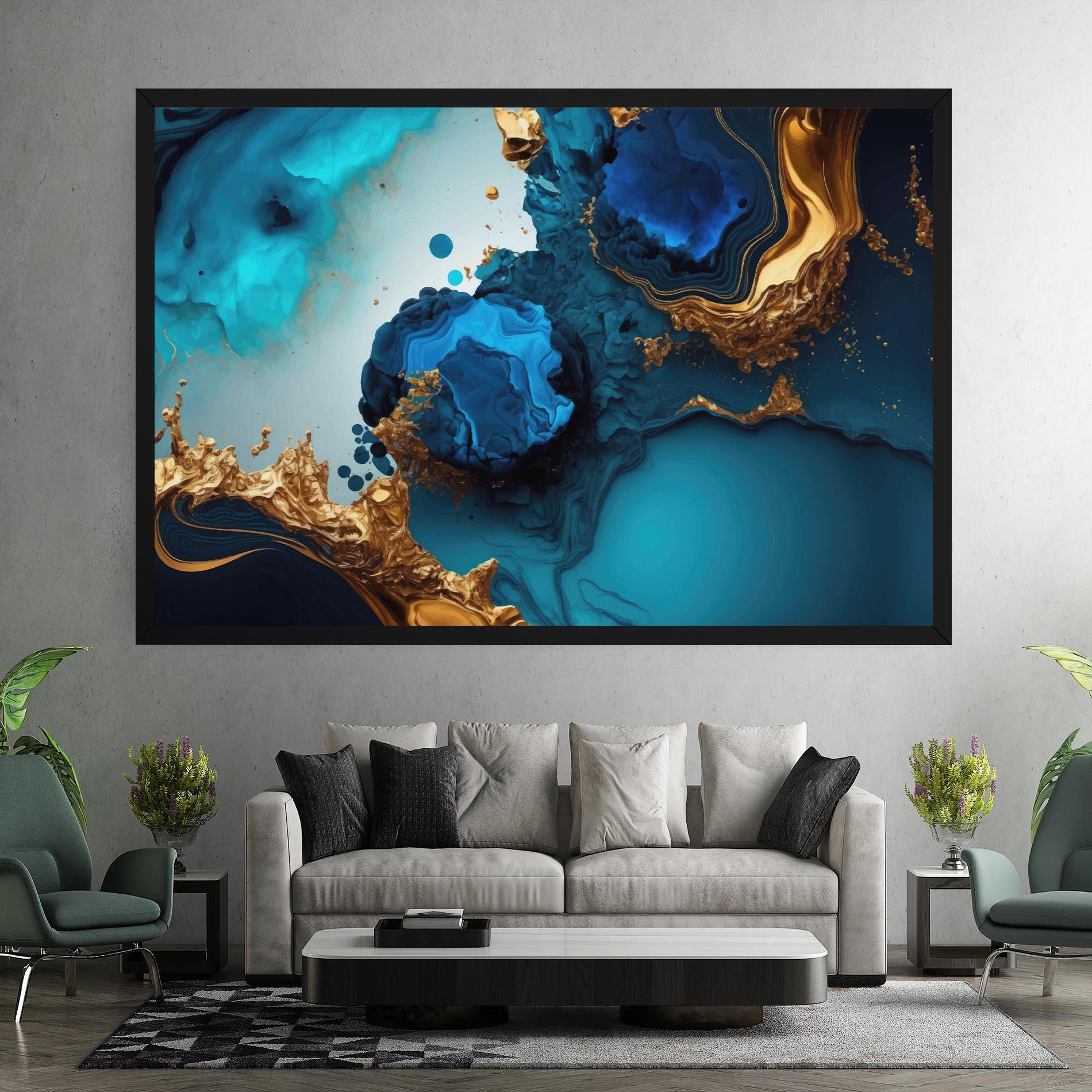 Leinwandbild Blue Gold Wave mockup 7