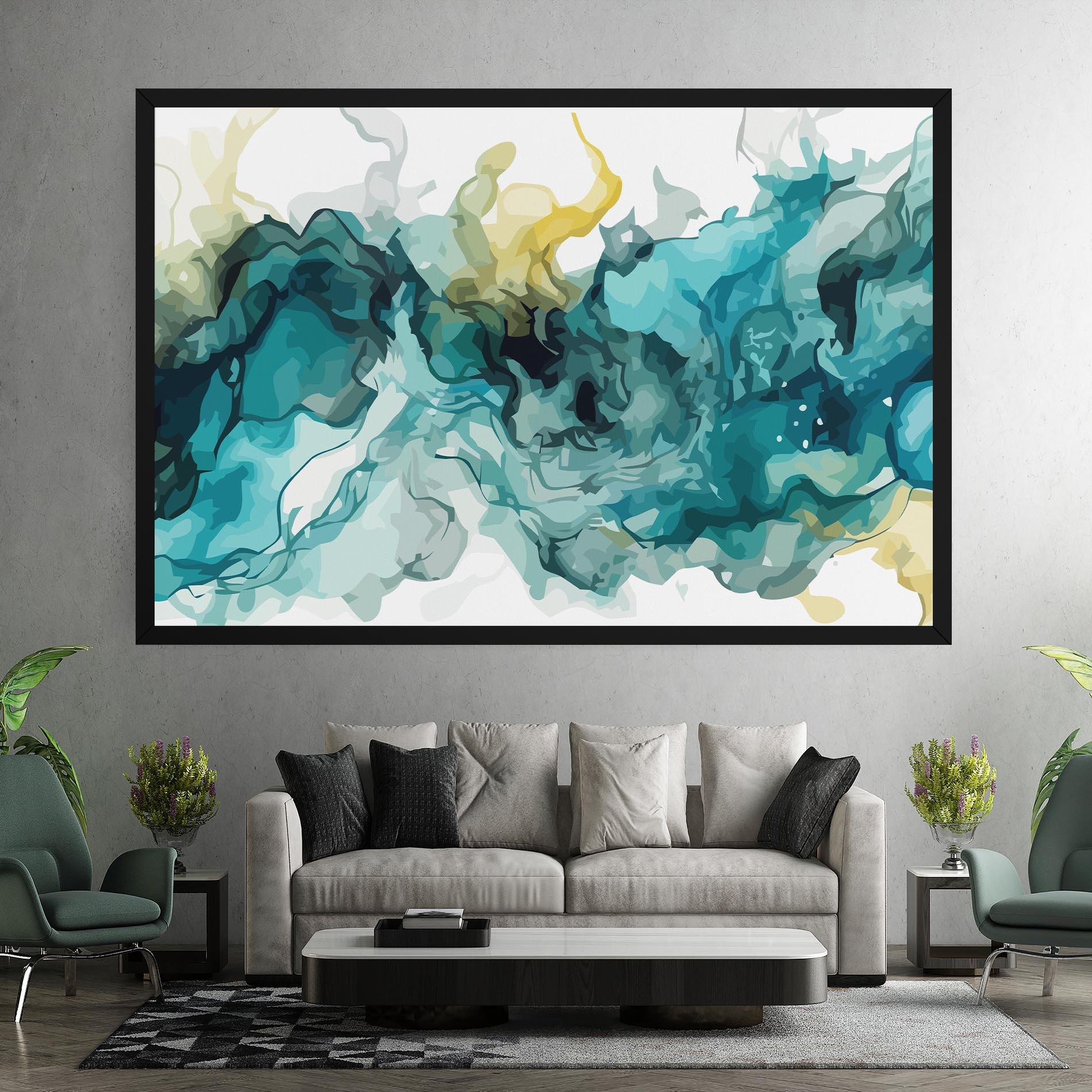 Leinwandbild Blue Yellow Art mockup 7