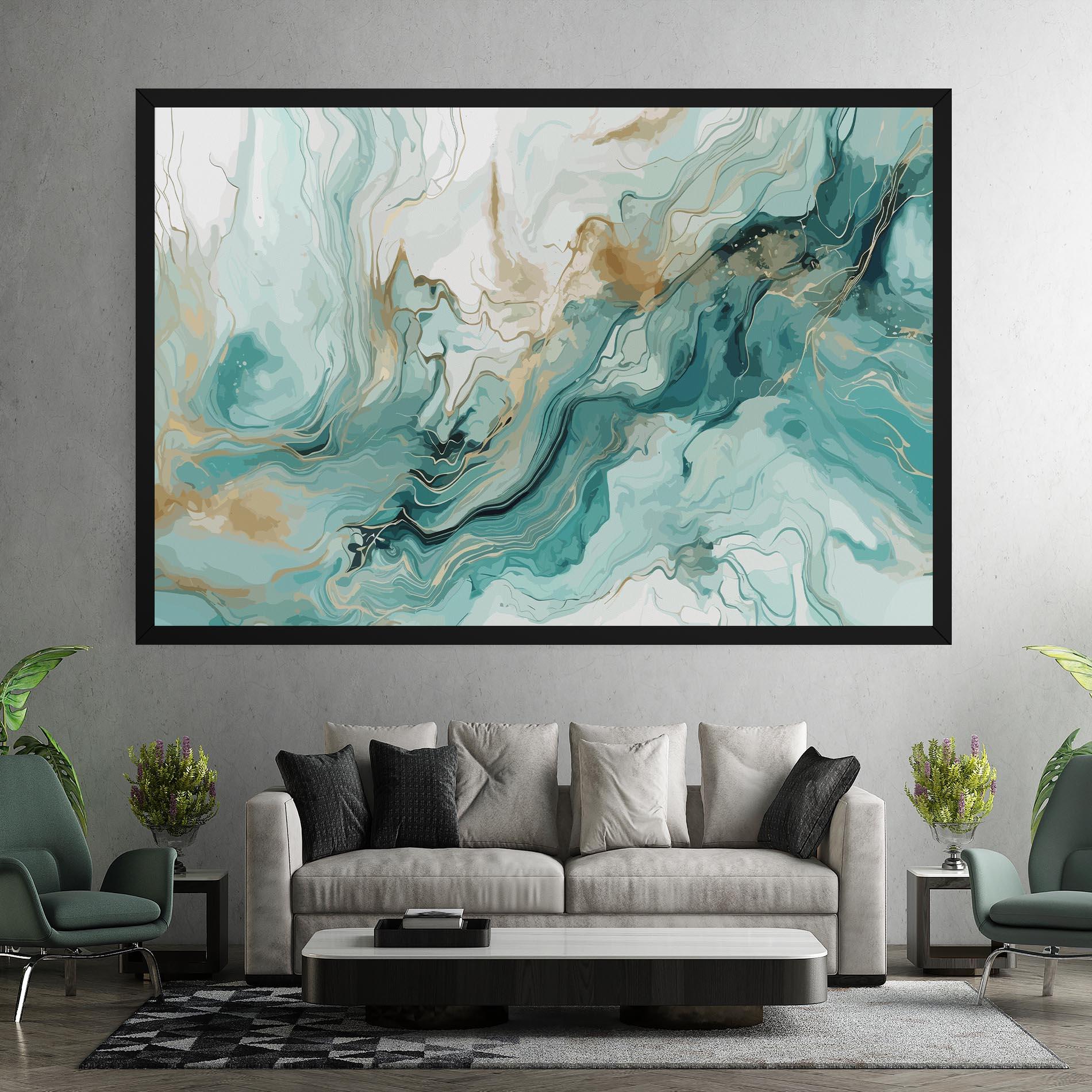 Leinwandbild Green Gold Water mockup 7