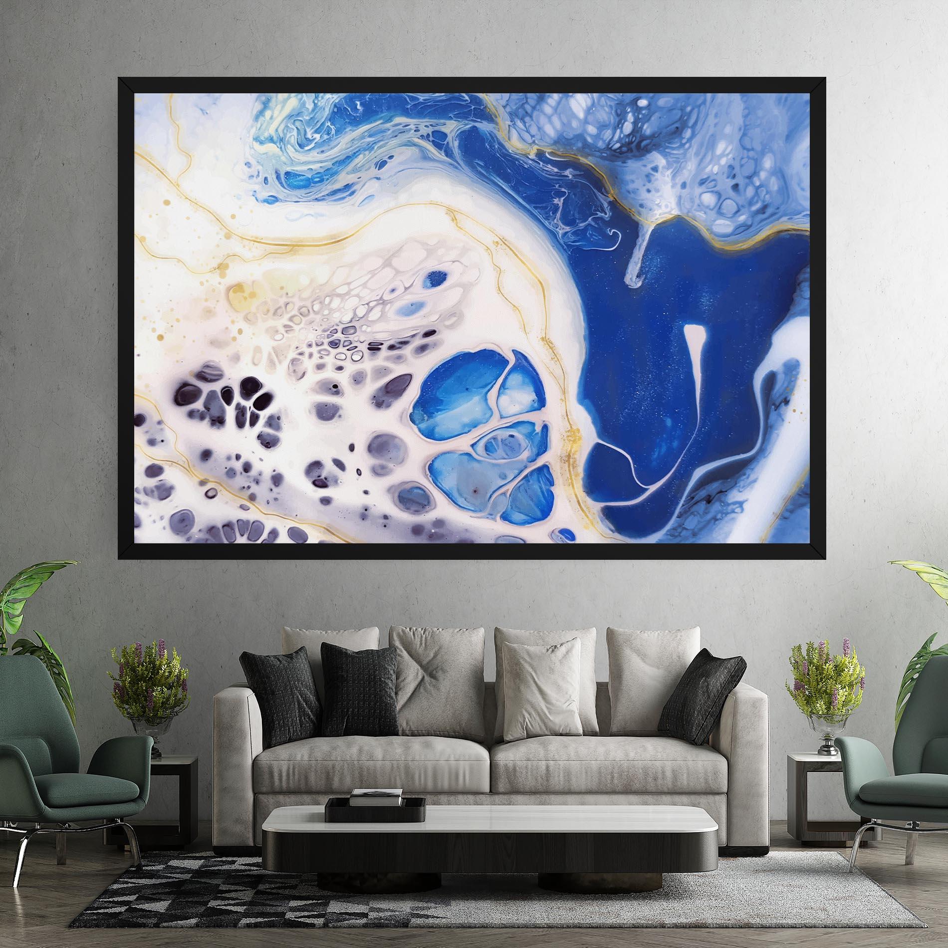 Leinwandbild Water Gold Blue Marble mockup 7