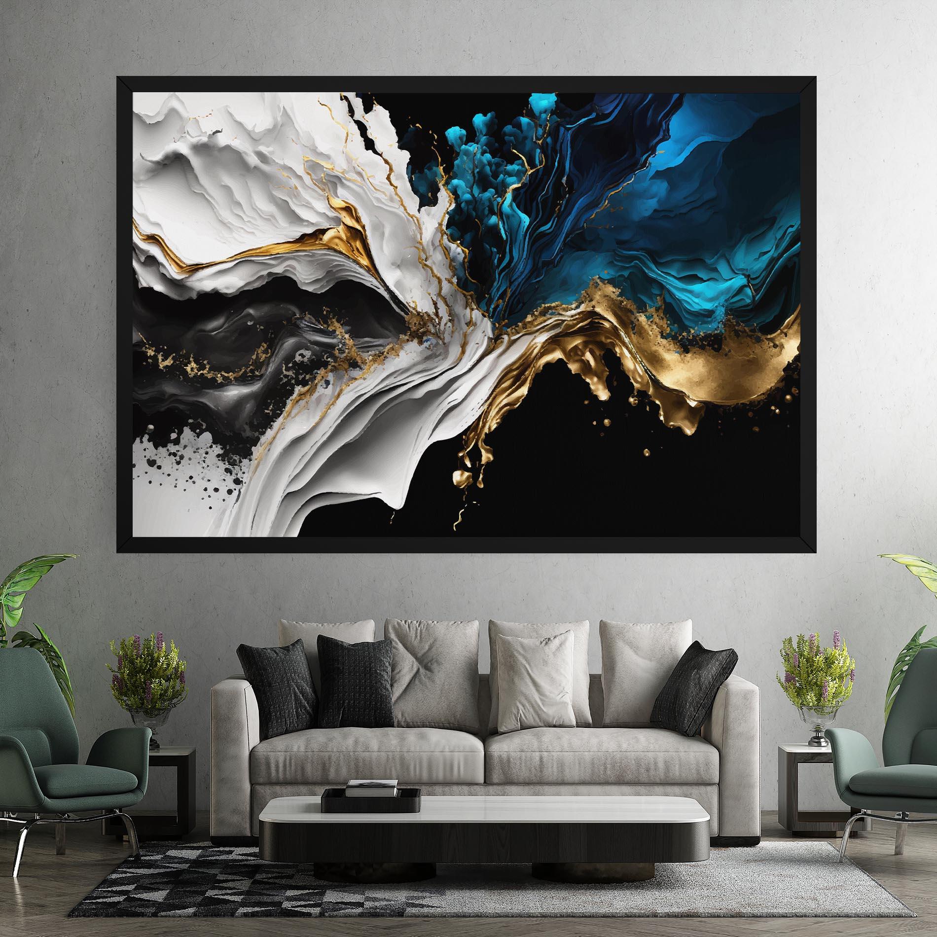 Leinwandbild White Black Wave mockup 7