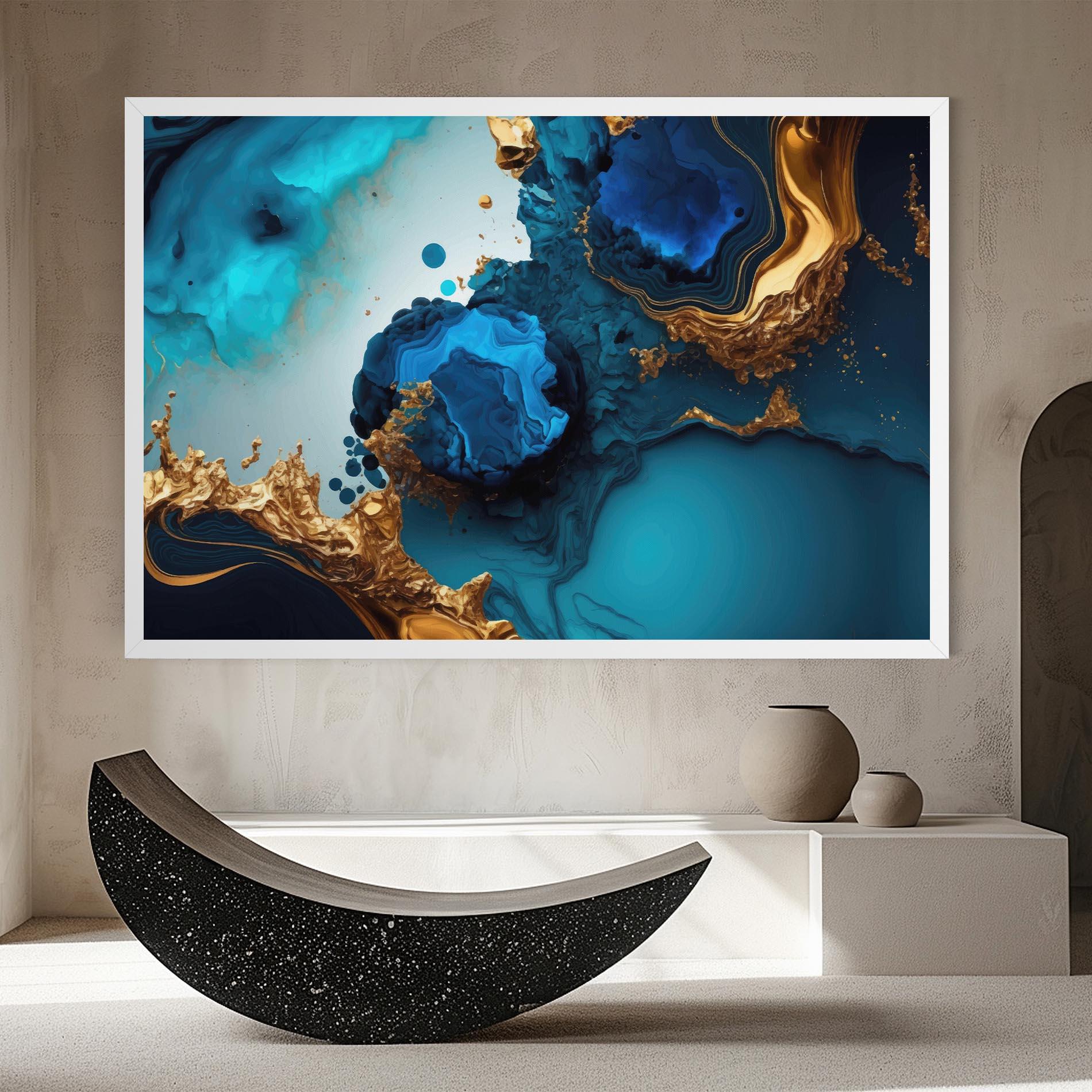 Leinwandbild Blue Gold Wave mockup 8