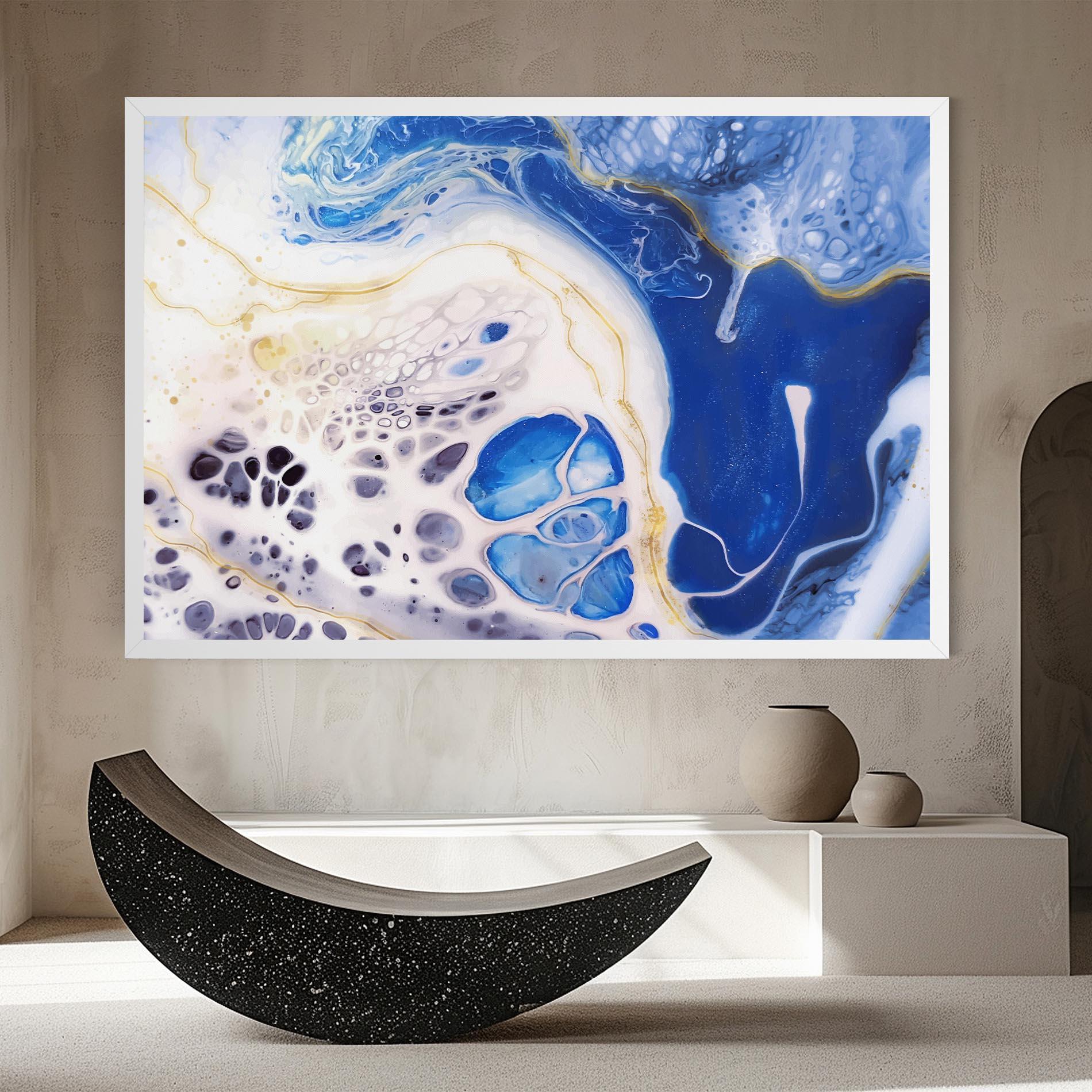 Leinwandbild Water Gold Blue Marble mockup 8