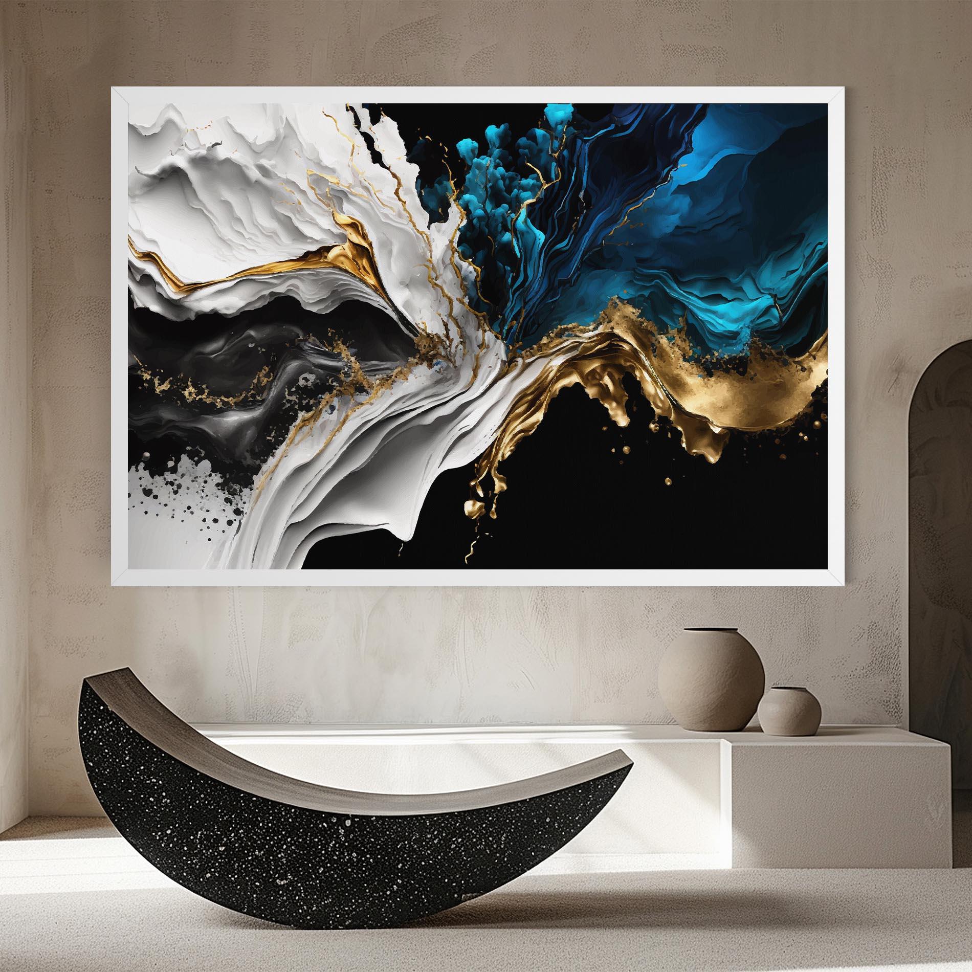 Leinwandbild White Black Wave mockup 8