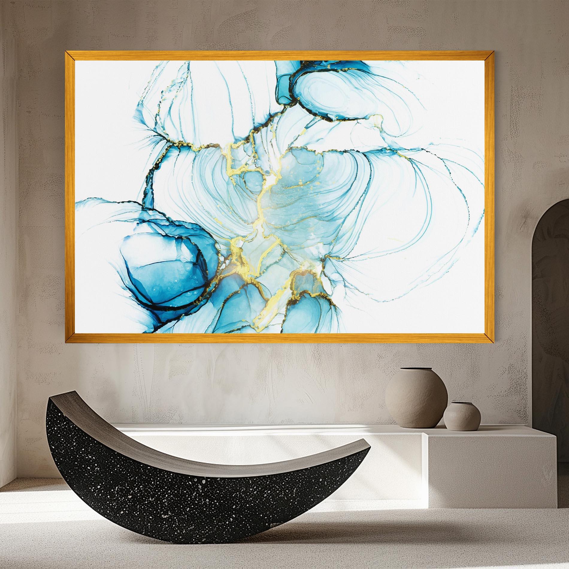 Leinwandbild Artistic Gold Blue mockup 8