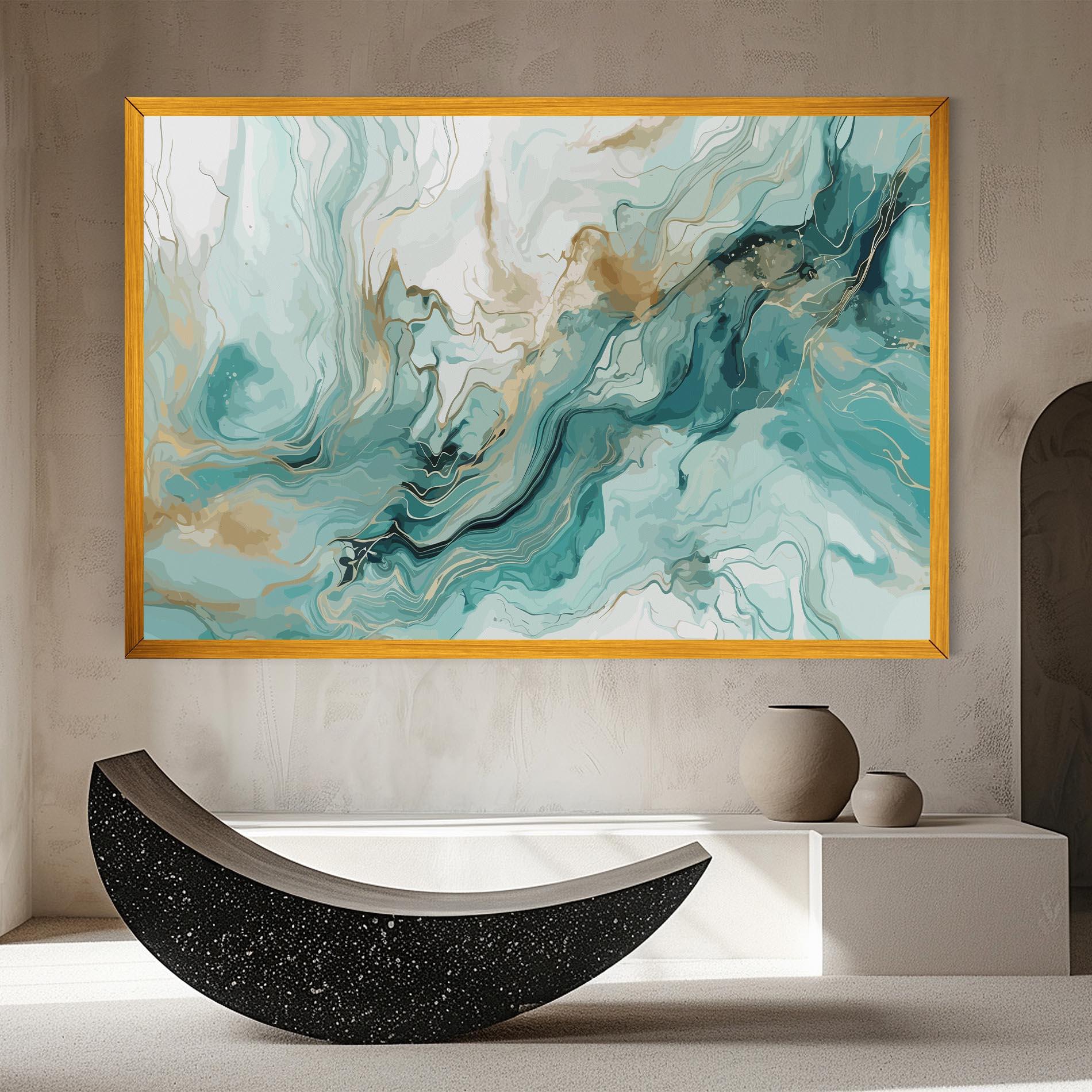 Leinwandbild Green Gold Water mockup 8