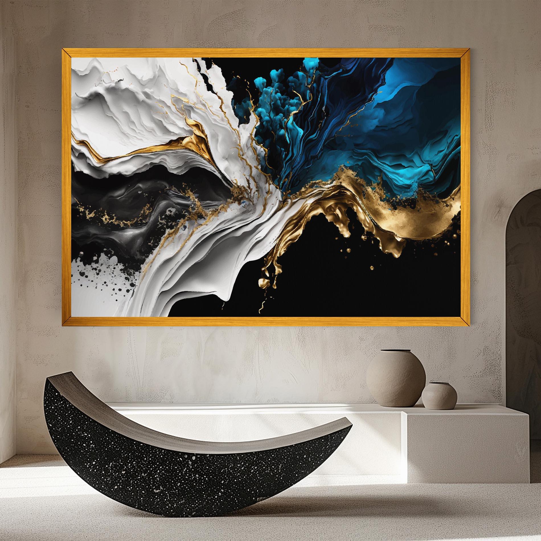 Leinwandbild White Black Wave mockup 8