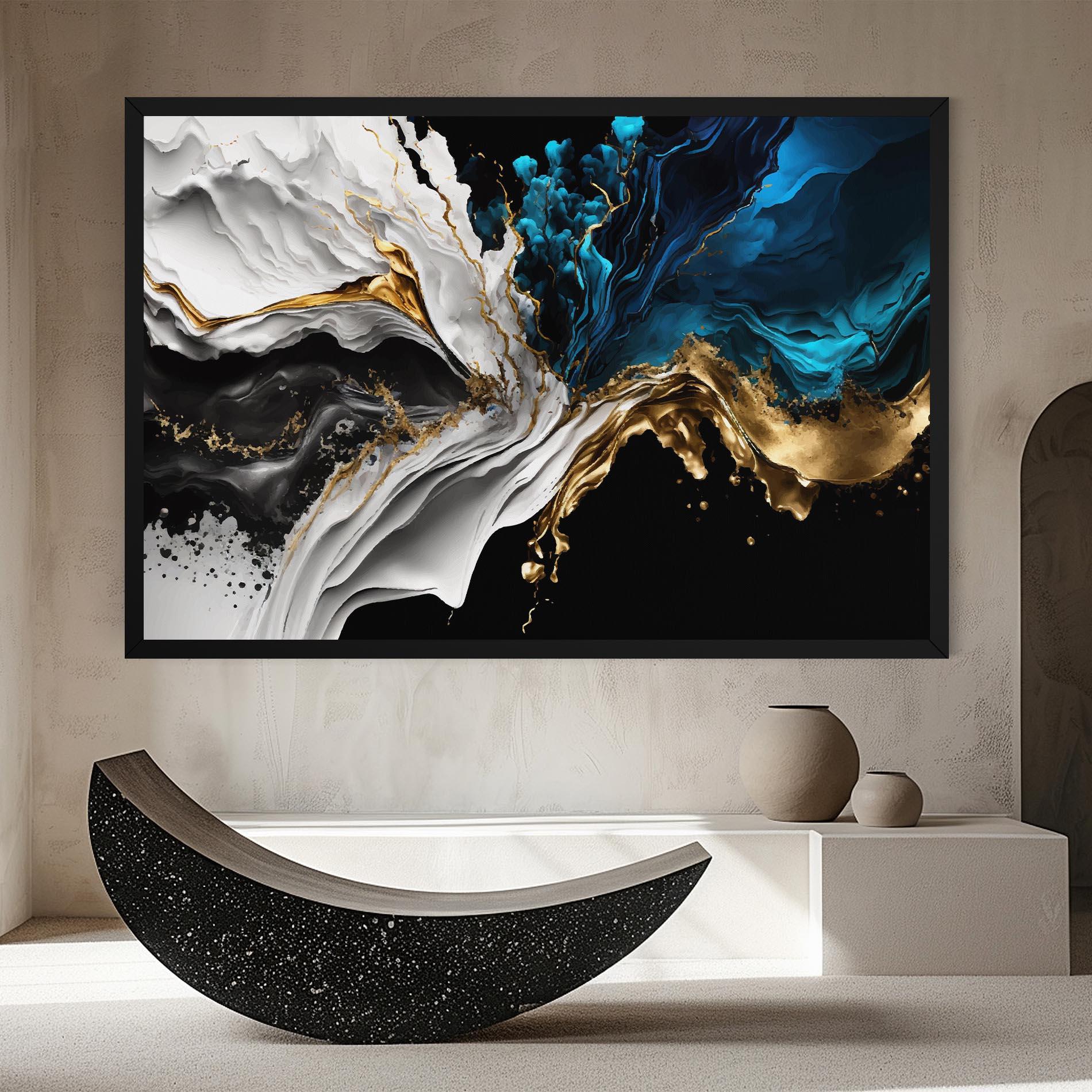 Leinwandbild White Black Wave mockup 8