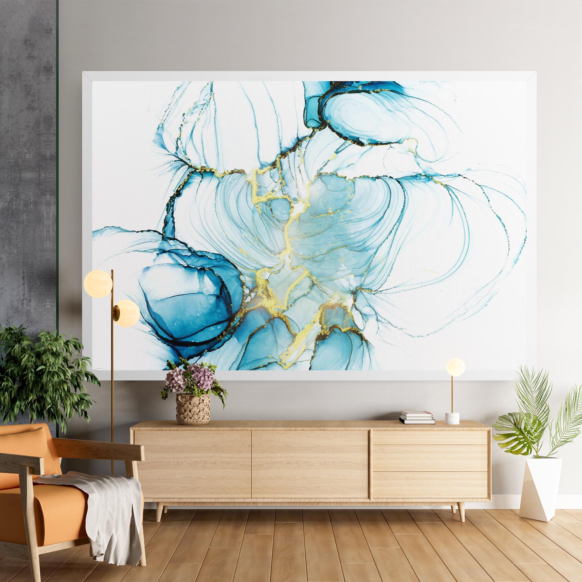 Leinwandbild Artistic Gold Blue mockup 9