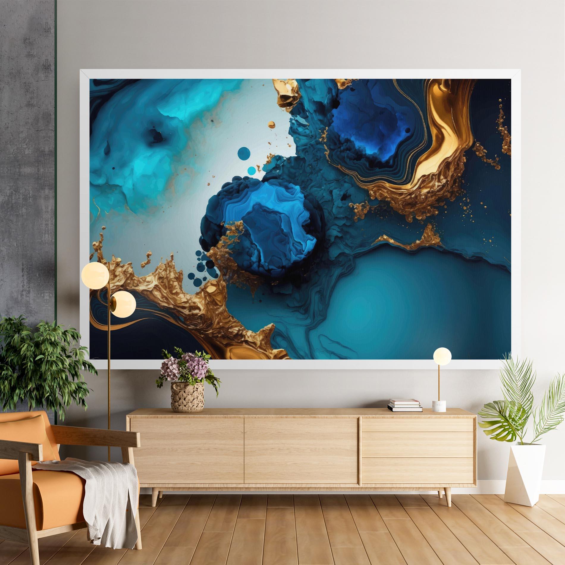 Leinwandbild Blue Gold Wave mockup 9
