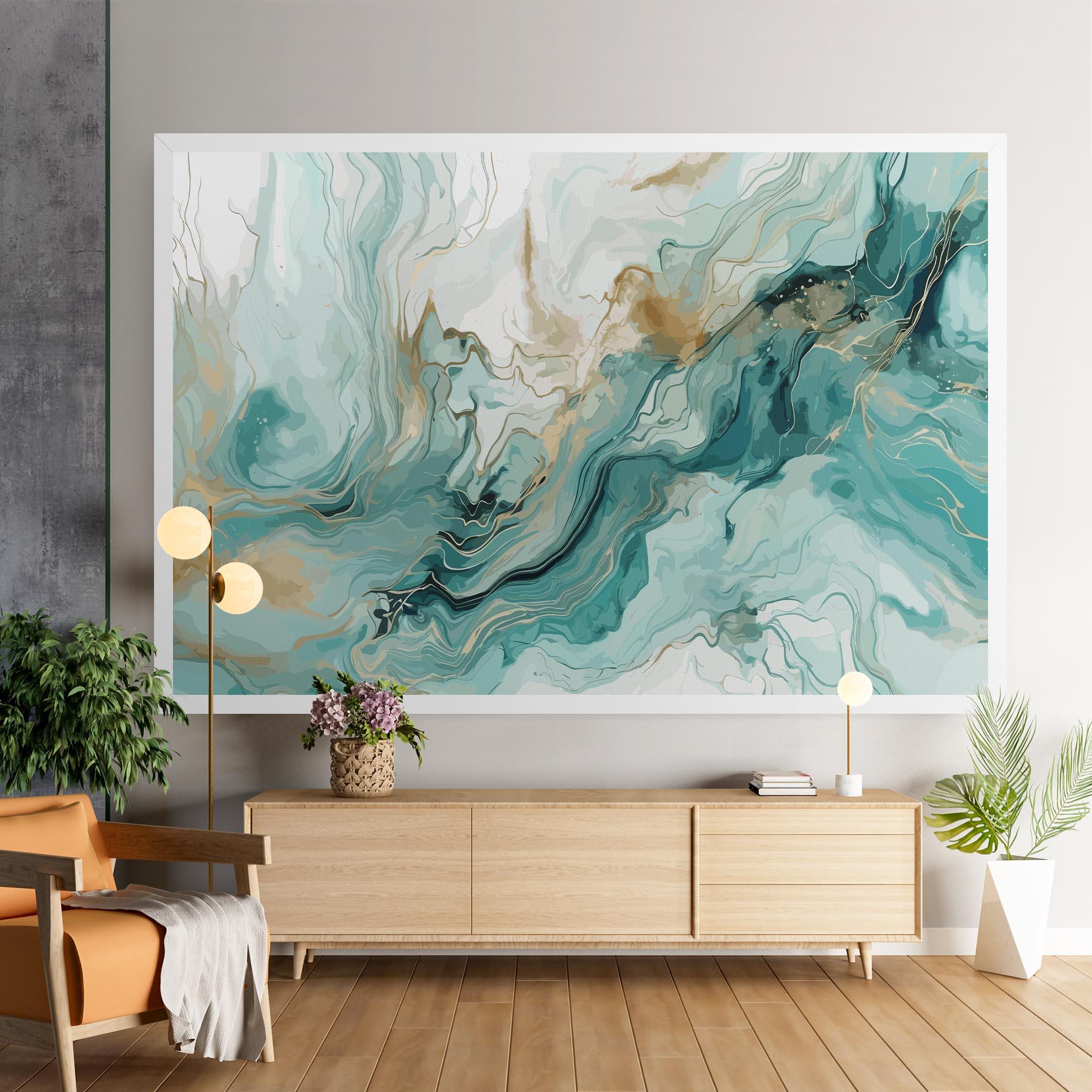 Leinwandbild Green Gold Water mockup 9