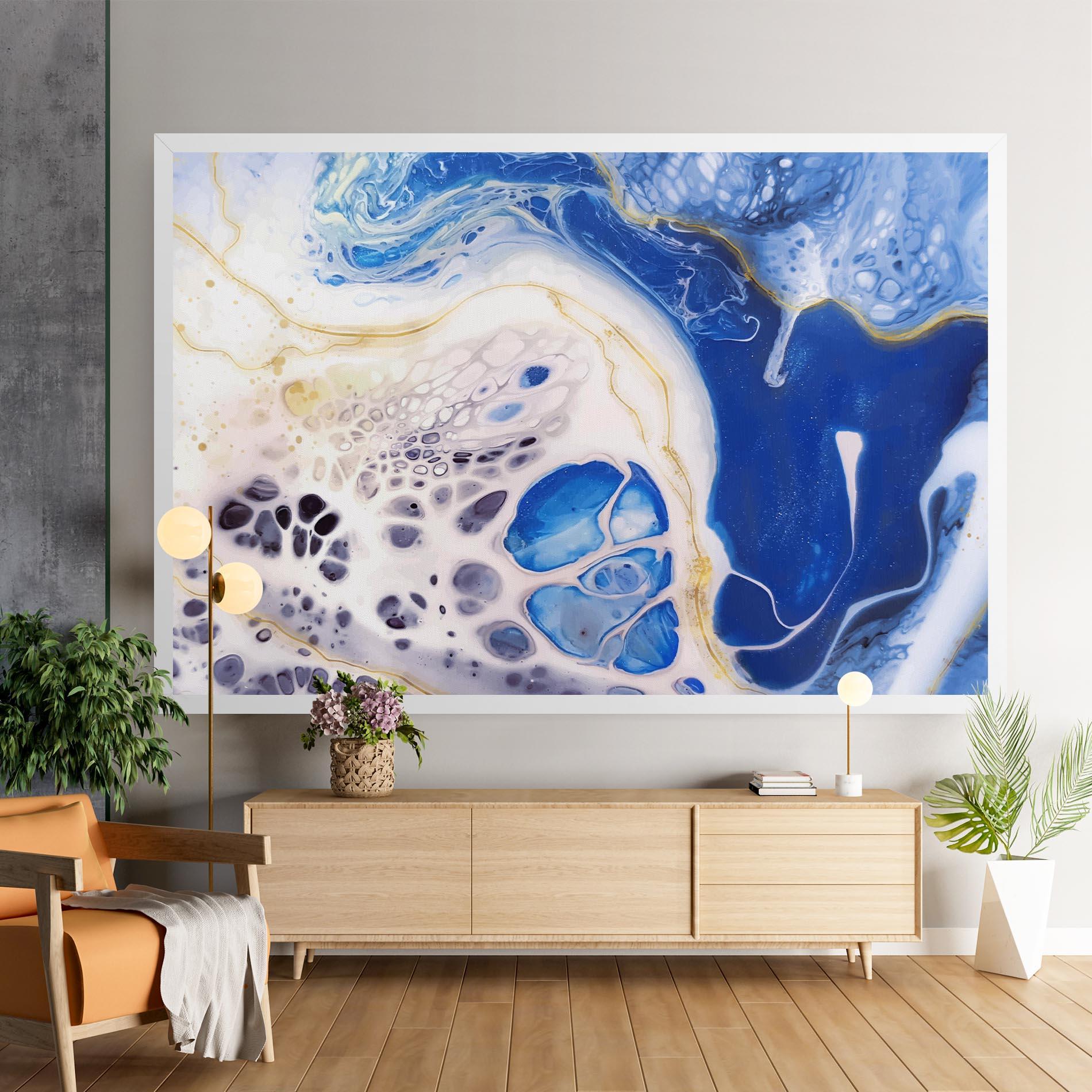 Leinwandbild Water Gold Blue Marble mockup 9