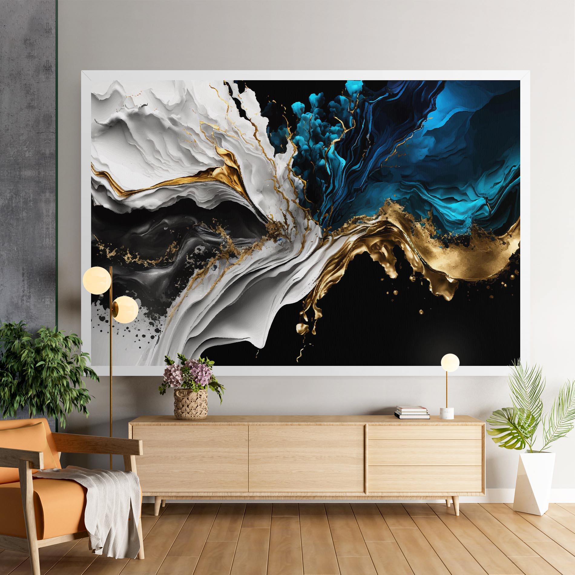 Leinwandbild White Black Wave mockup 9