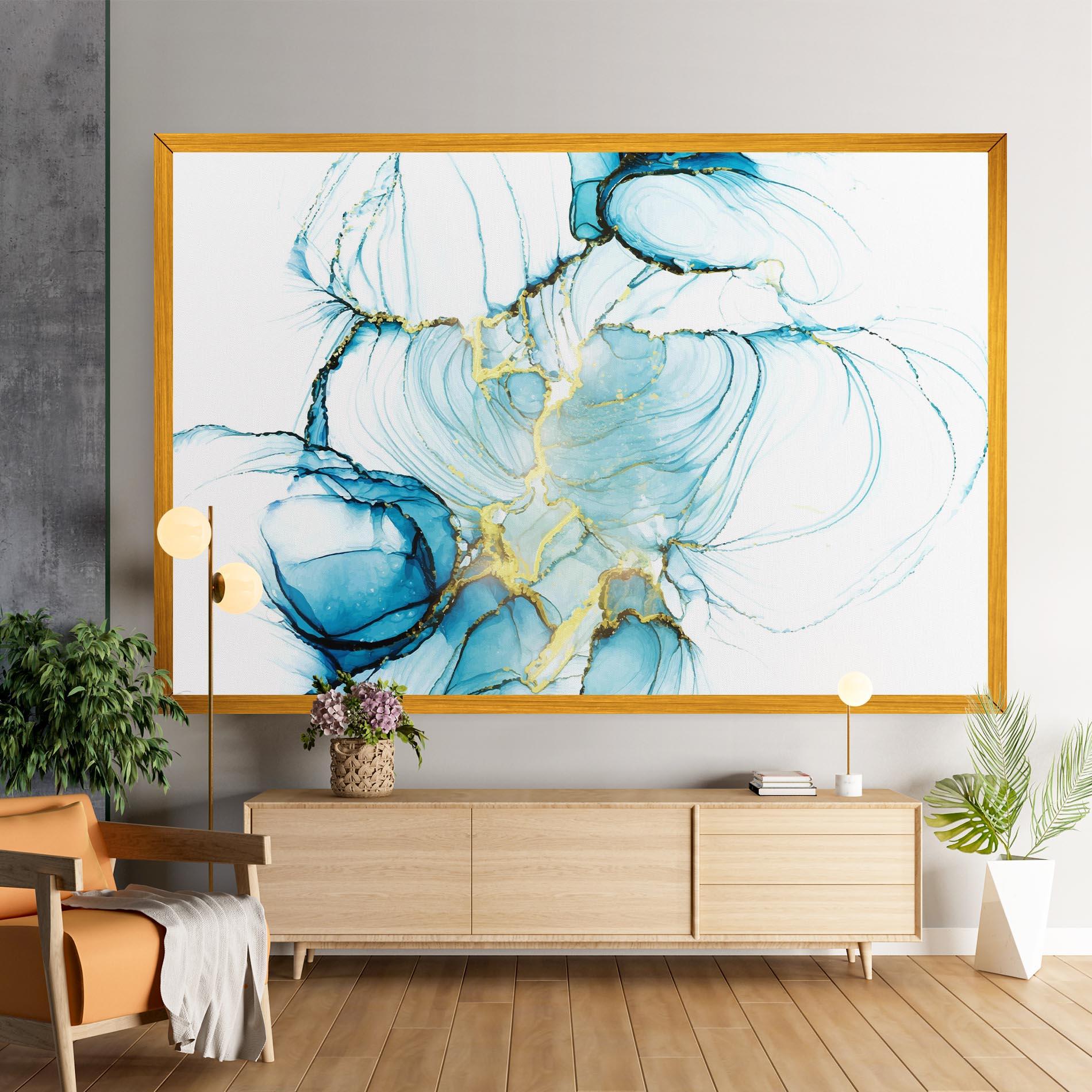 Leinwandbild Artistic Gold Blue mockup 9