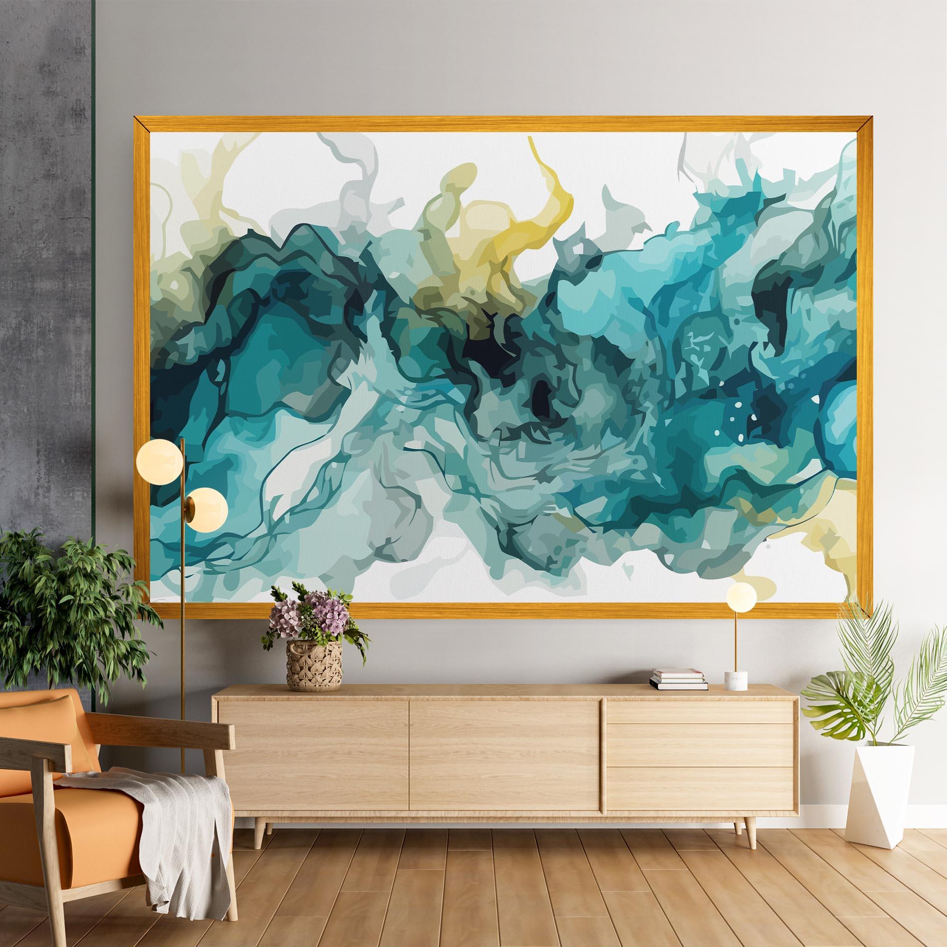 Leinwandbild Blue Yellow Art mockup 9