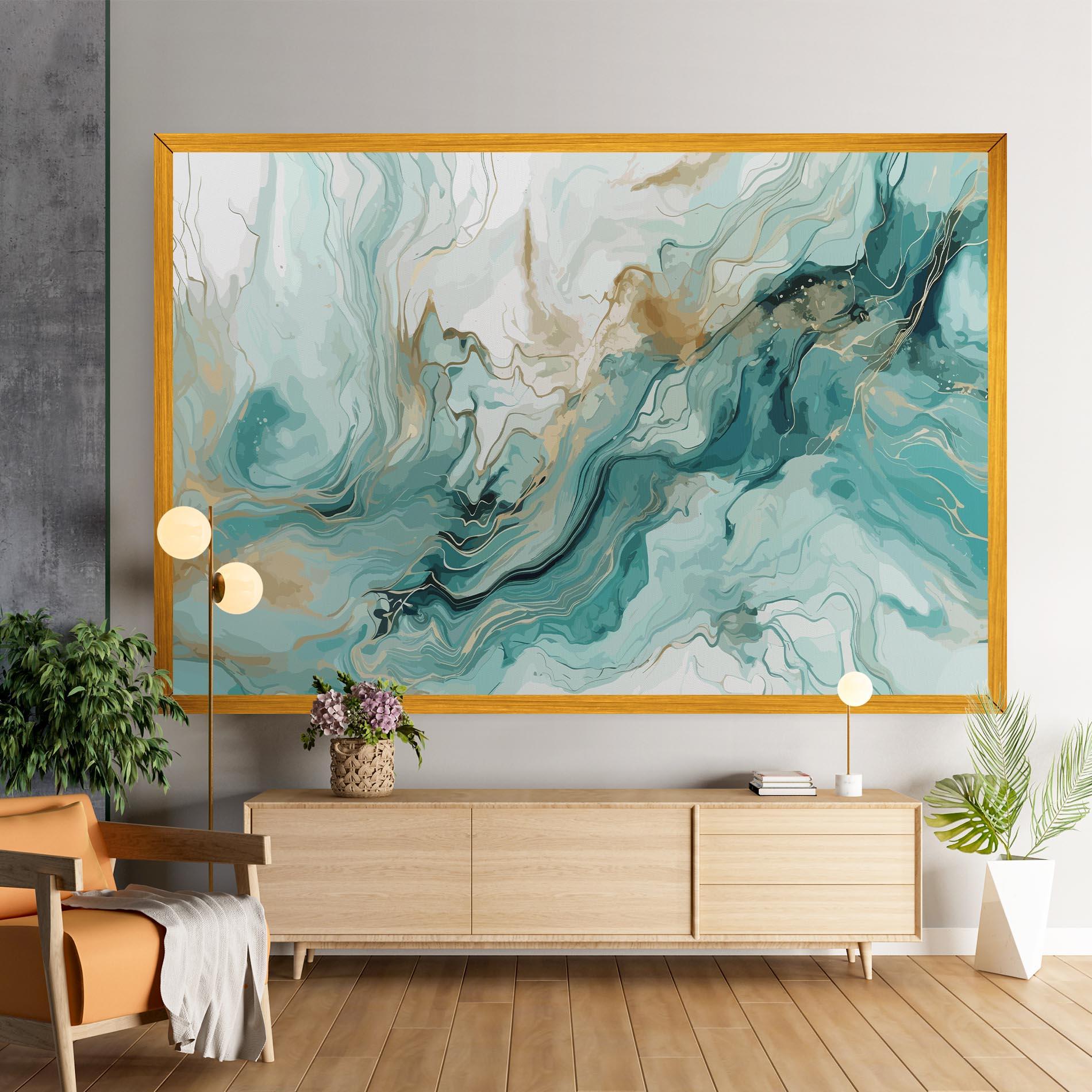 Leinwandbild Green Gold Water mockup 9