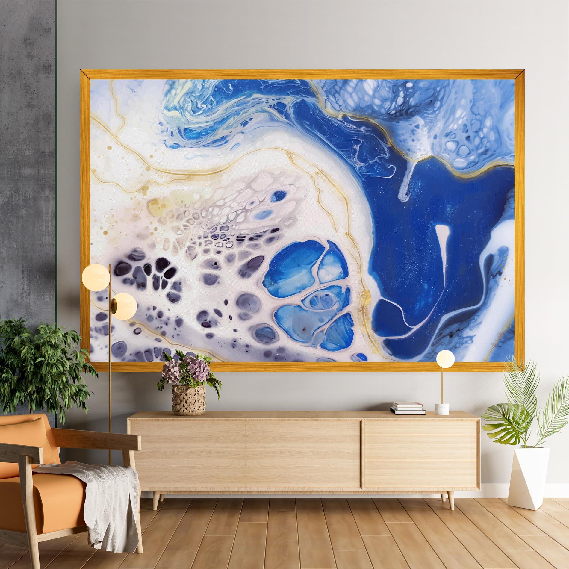 Leinwandbild Water Gold Blue Marble mockup 9