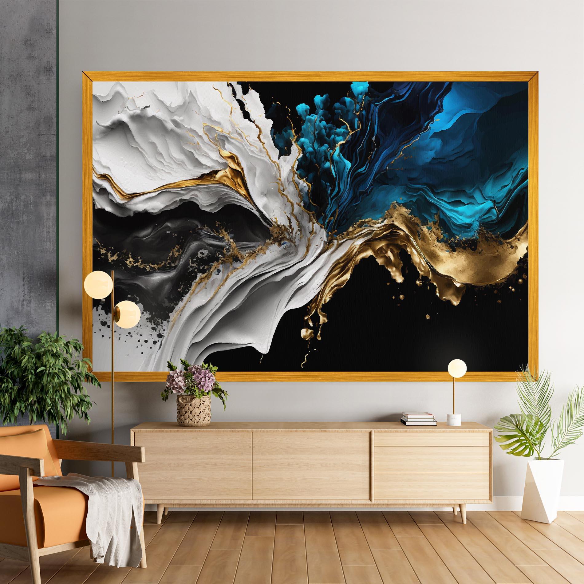 Leinwandbild White Black Wave mockup 9