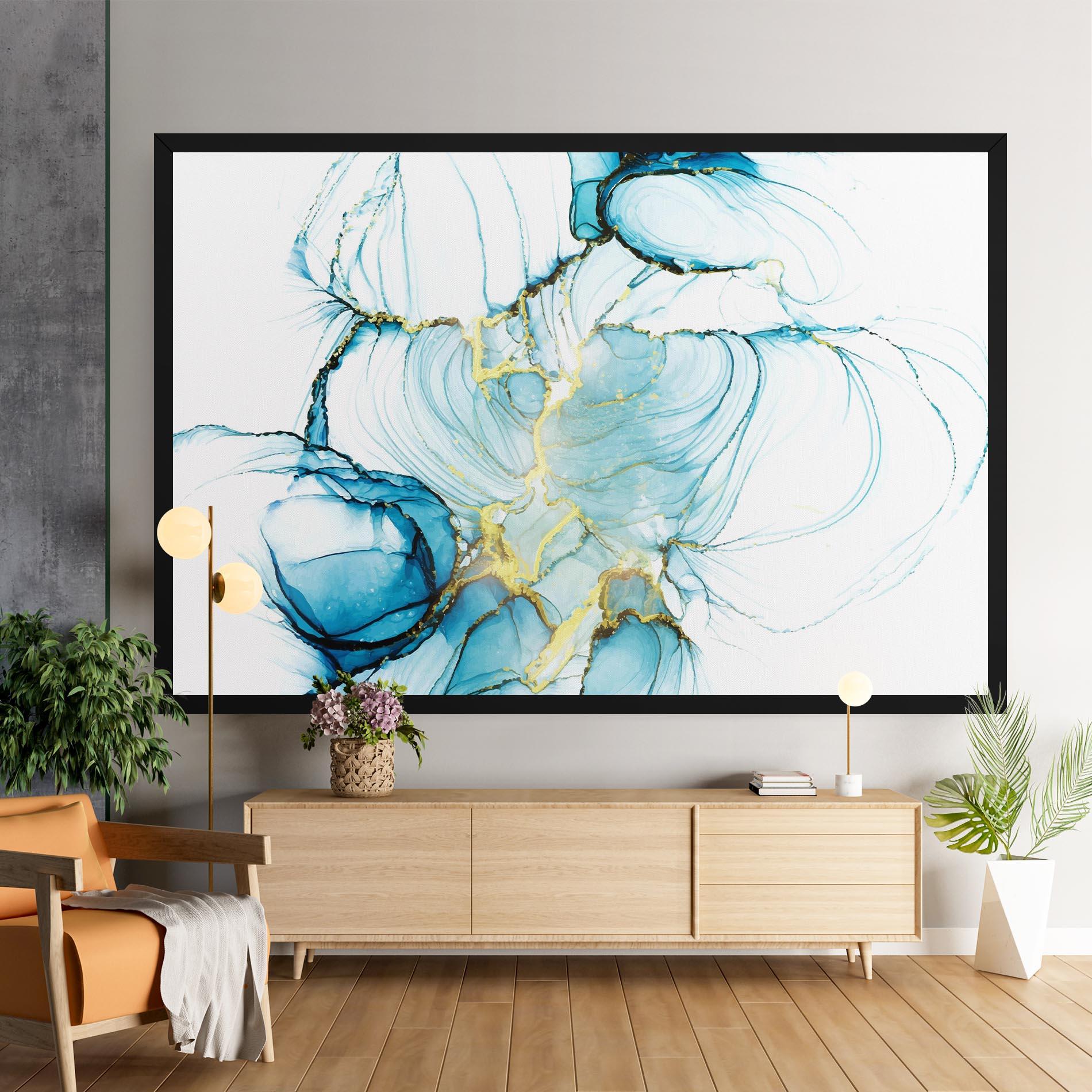 Leinwandbild Artistic Gold Blue mockup 9