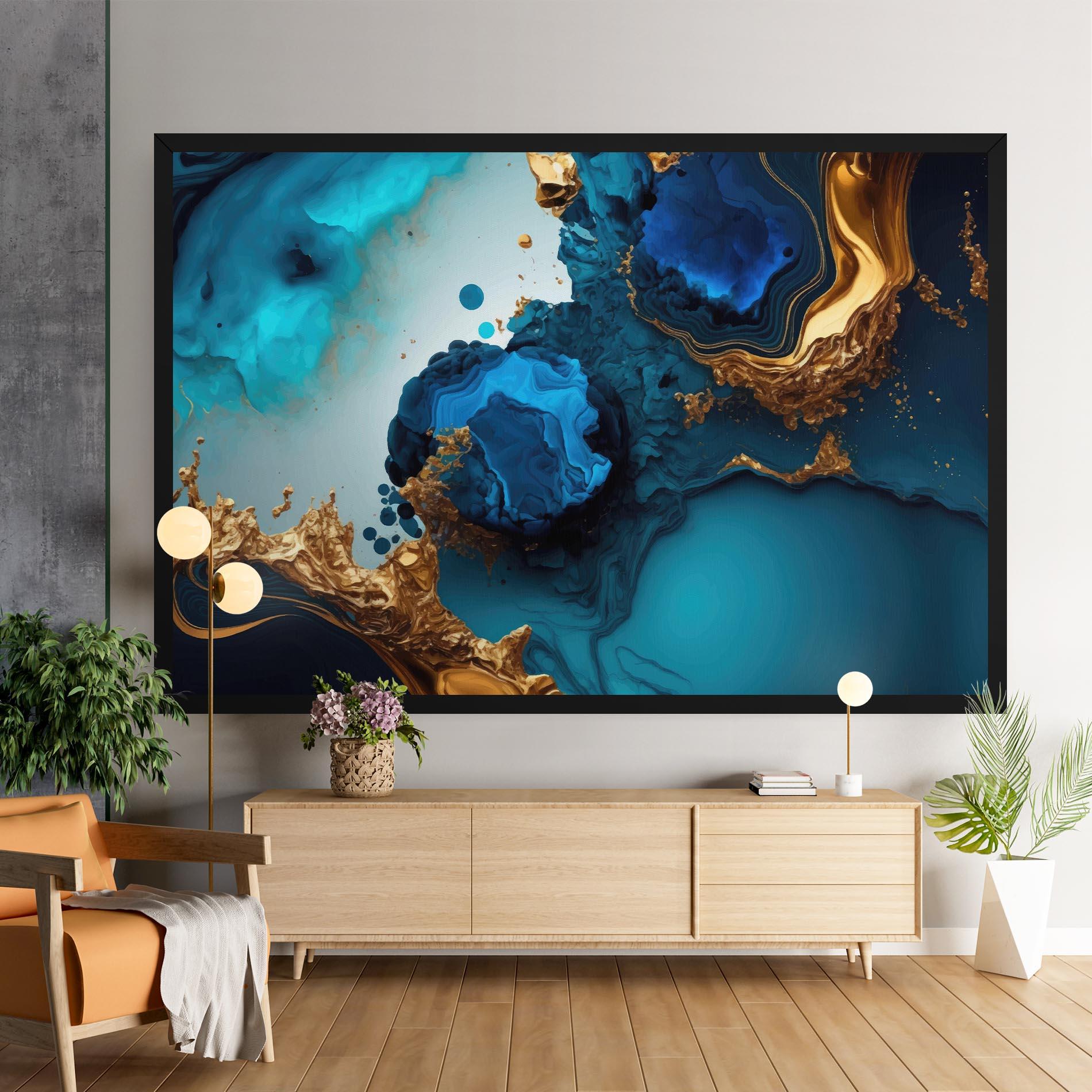 Leinwandbild Blue Gold Wave mockup 9