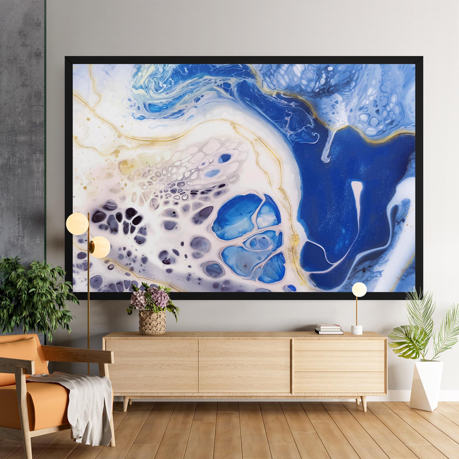 Leinwandbild Water Gold Blue Marble mockup 9