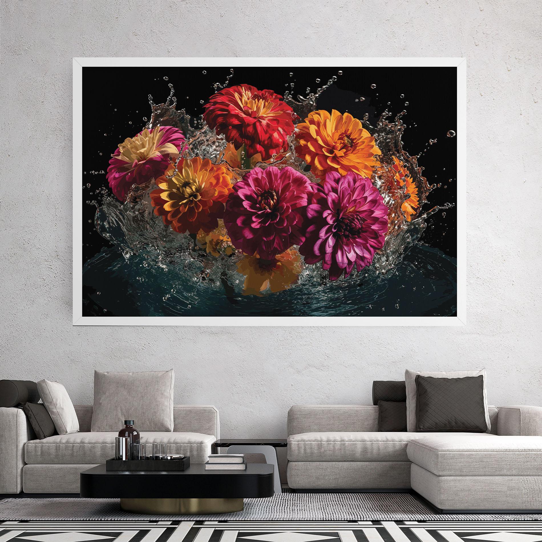 Leinwandbild Flower Water Splash mockup 2