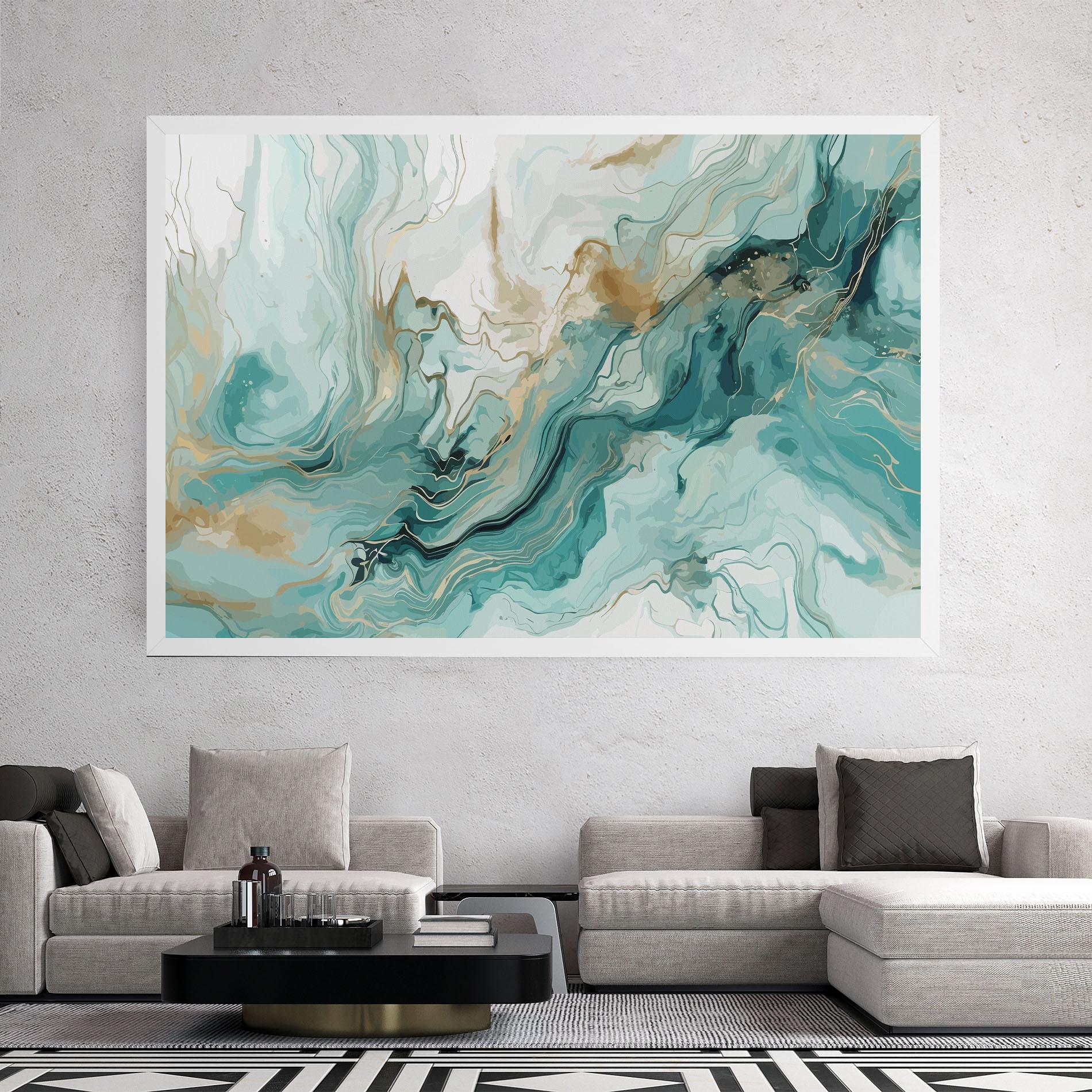 Leinwandbild Green Gold Water mockup 2