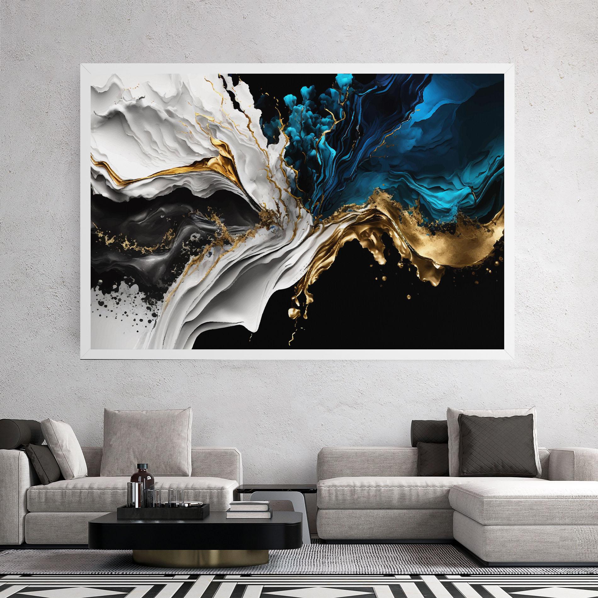 Leinwandbild White Black Wave mockup 2