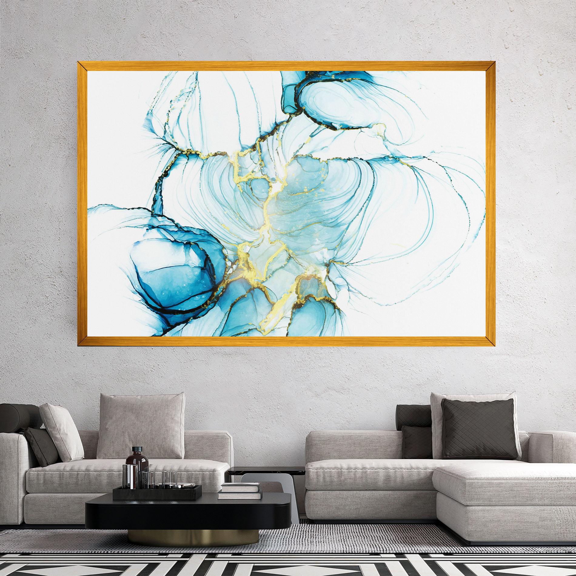 Leinwandbild Artistic Gold Blue mockup 2