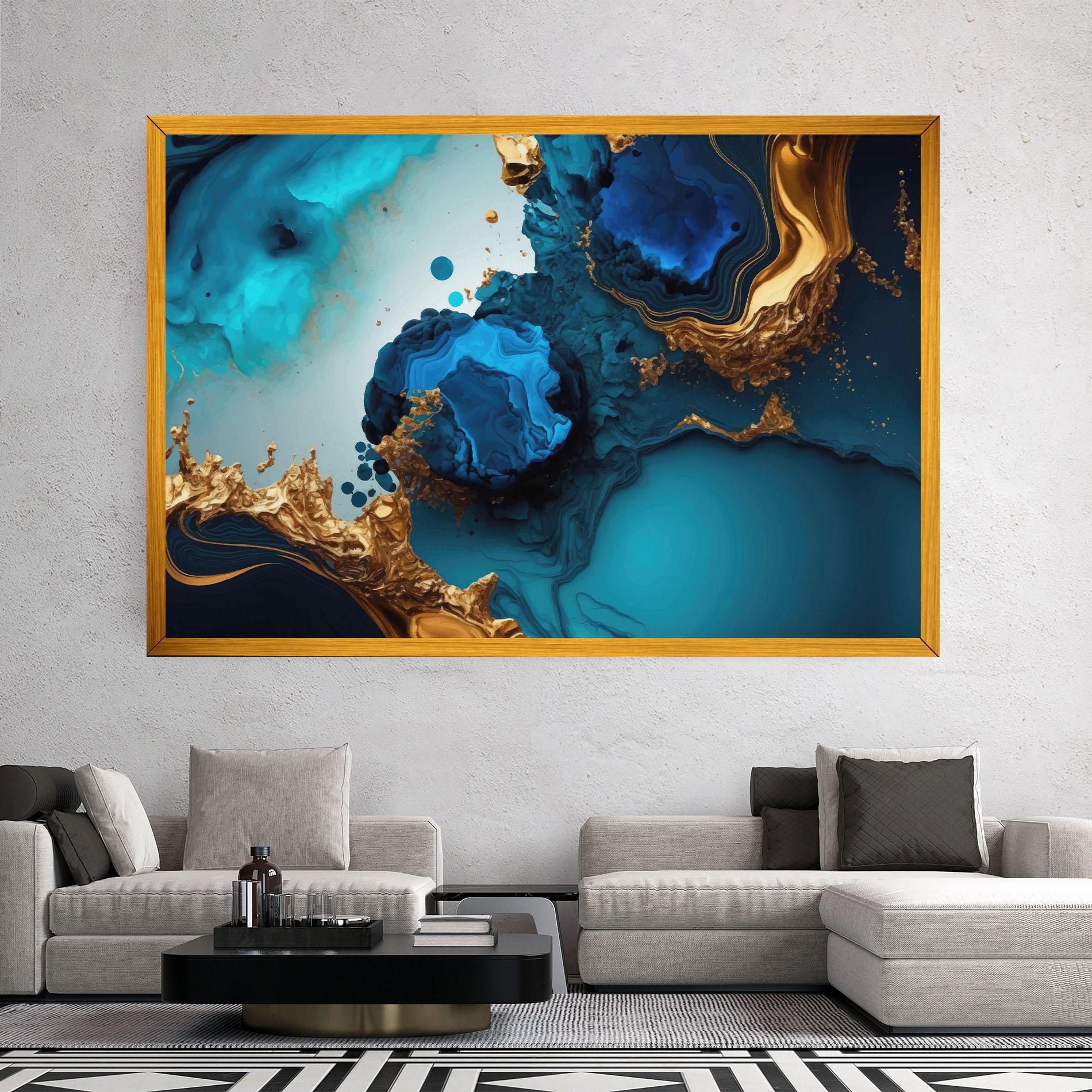 Leinwandbild Blue Gold Wave mockup 2