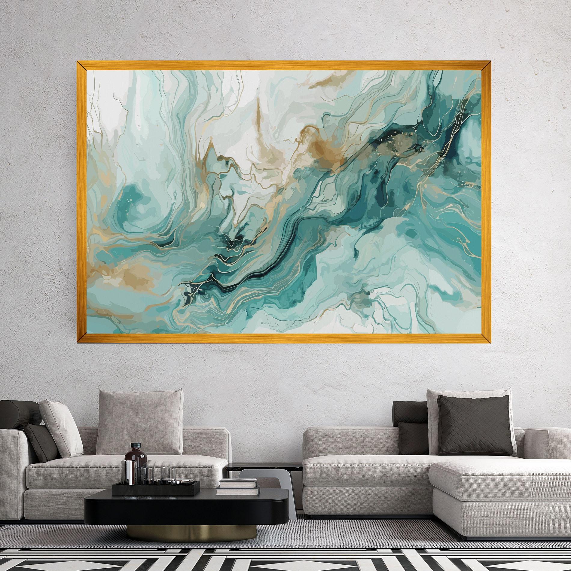 Leinwandbild Green Gold Water mockup 2