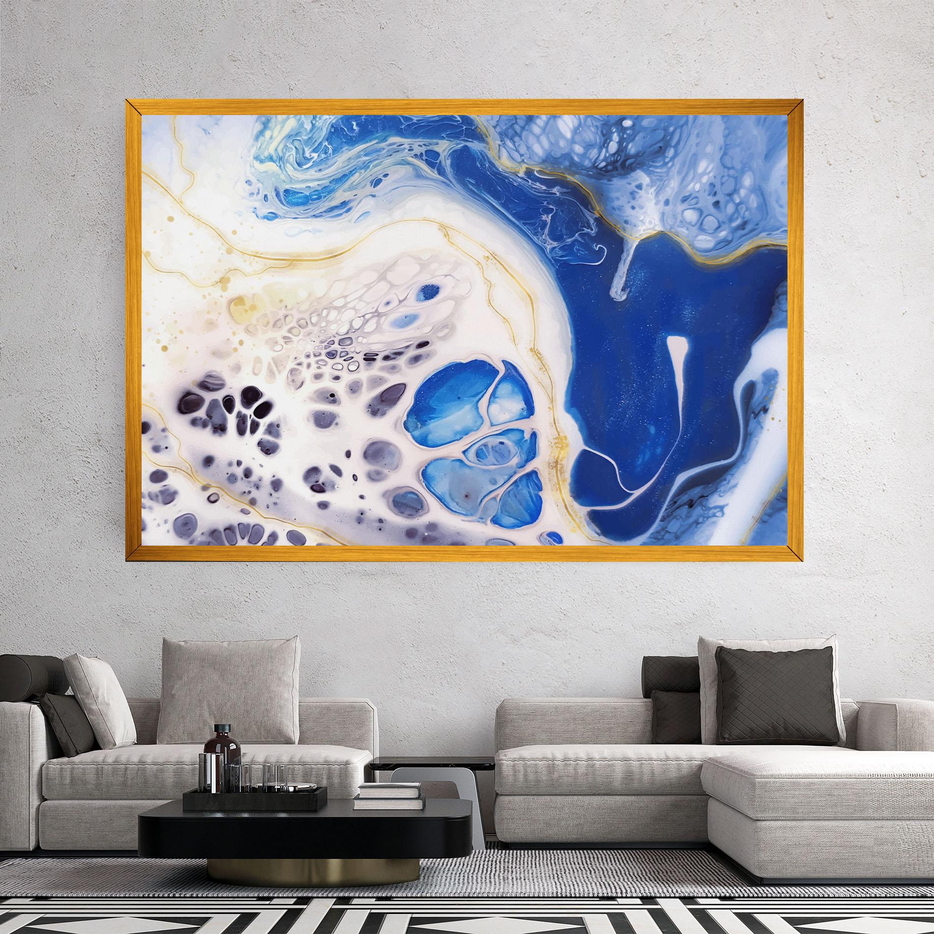 Leinwandbild Water Gold Blue Marble mockup 2