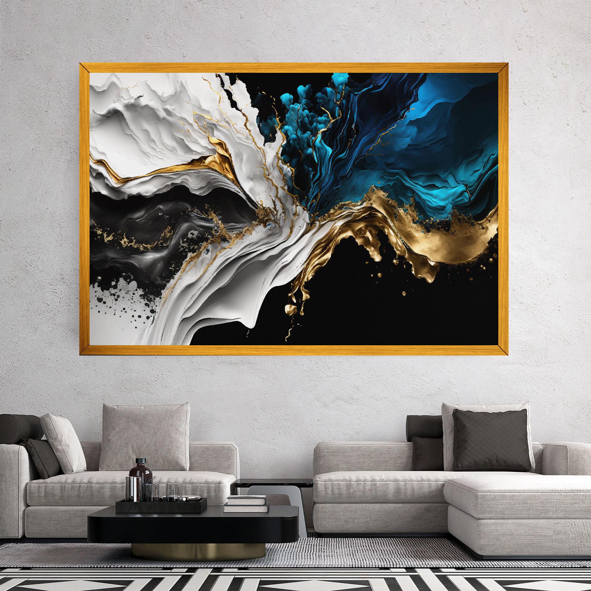 Leinwandbild White Black Wave mockup 2