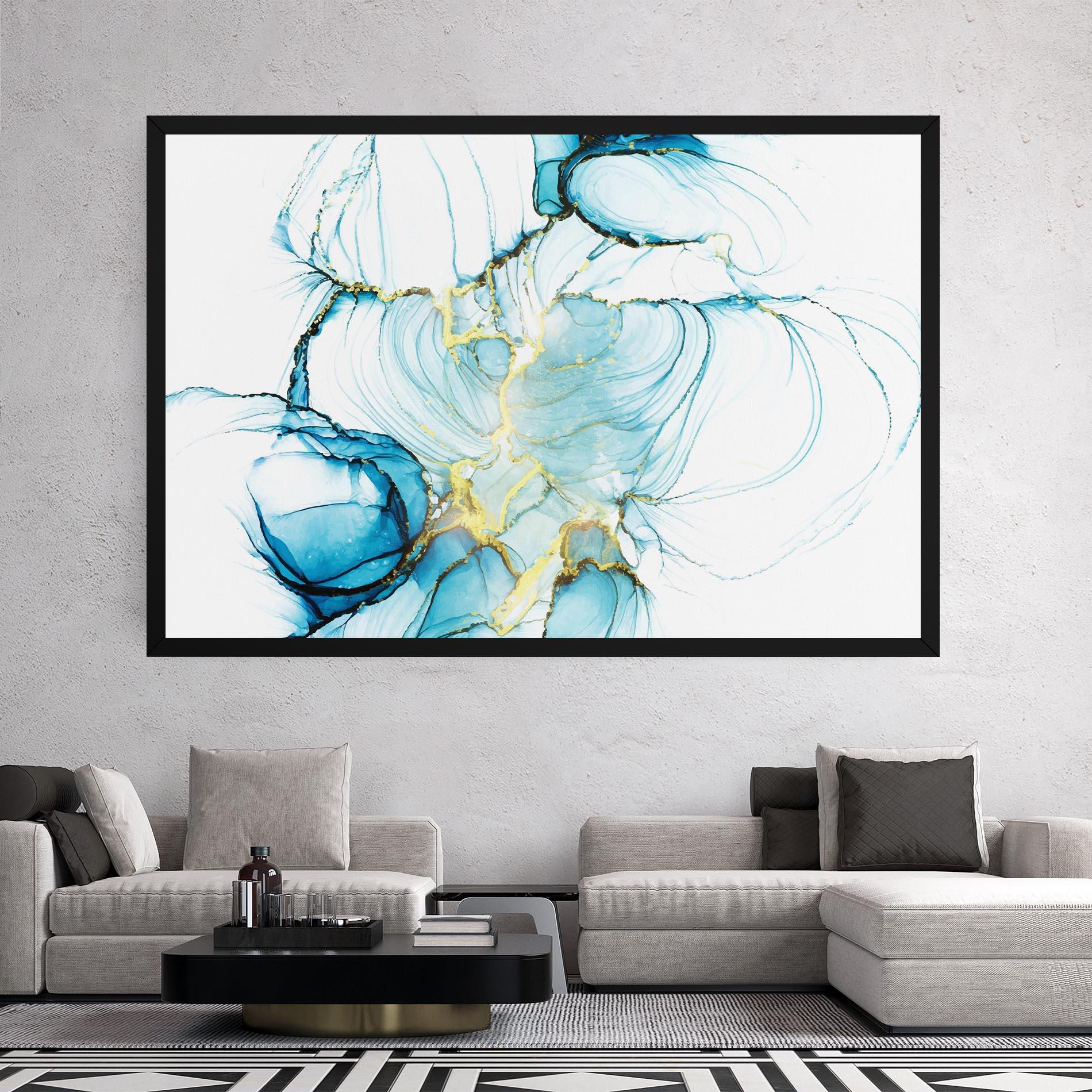 Leinwandbild Artistic Gold Blue mockup 2