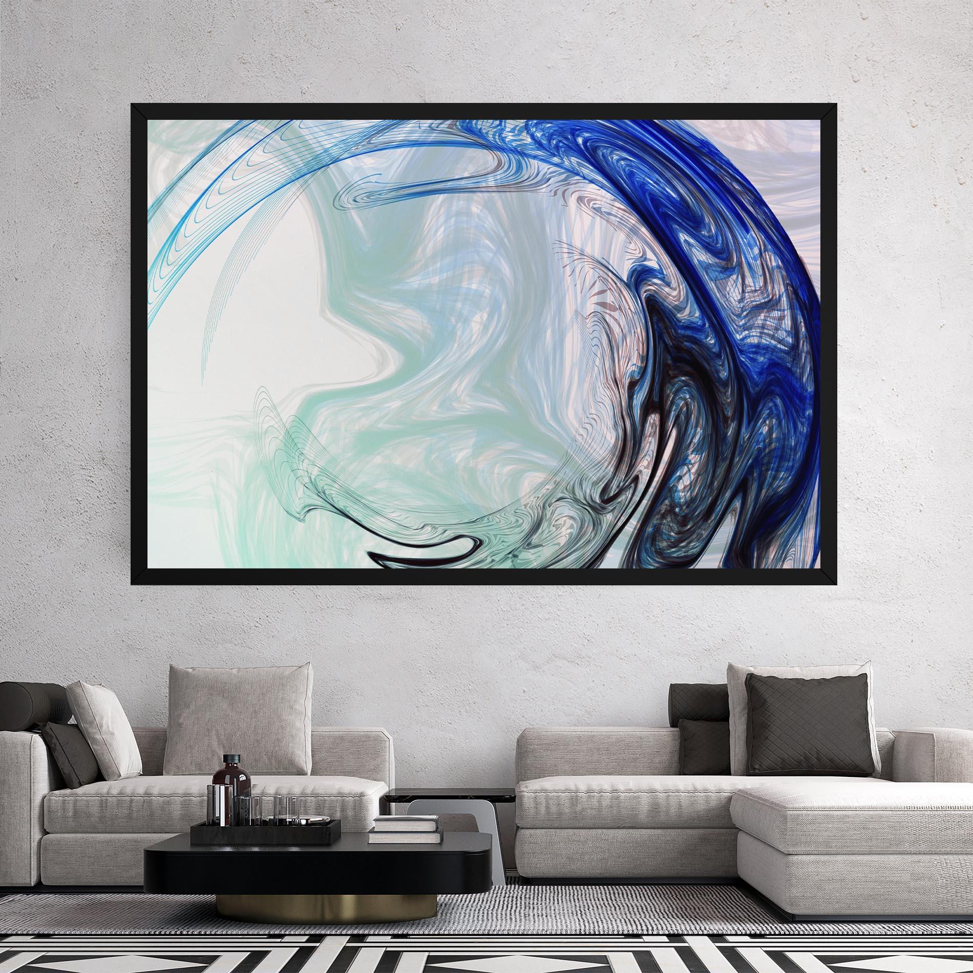 Leinwandbild Blue Black Art mockup 2