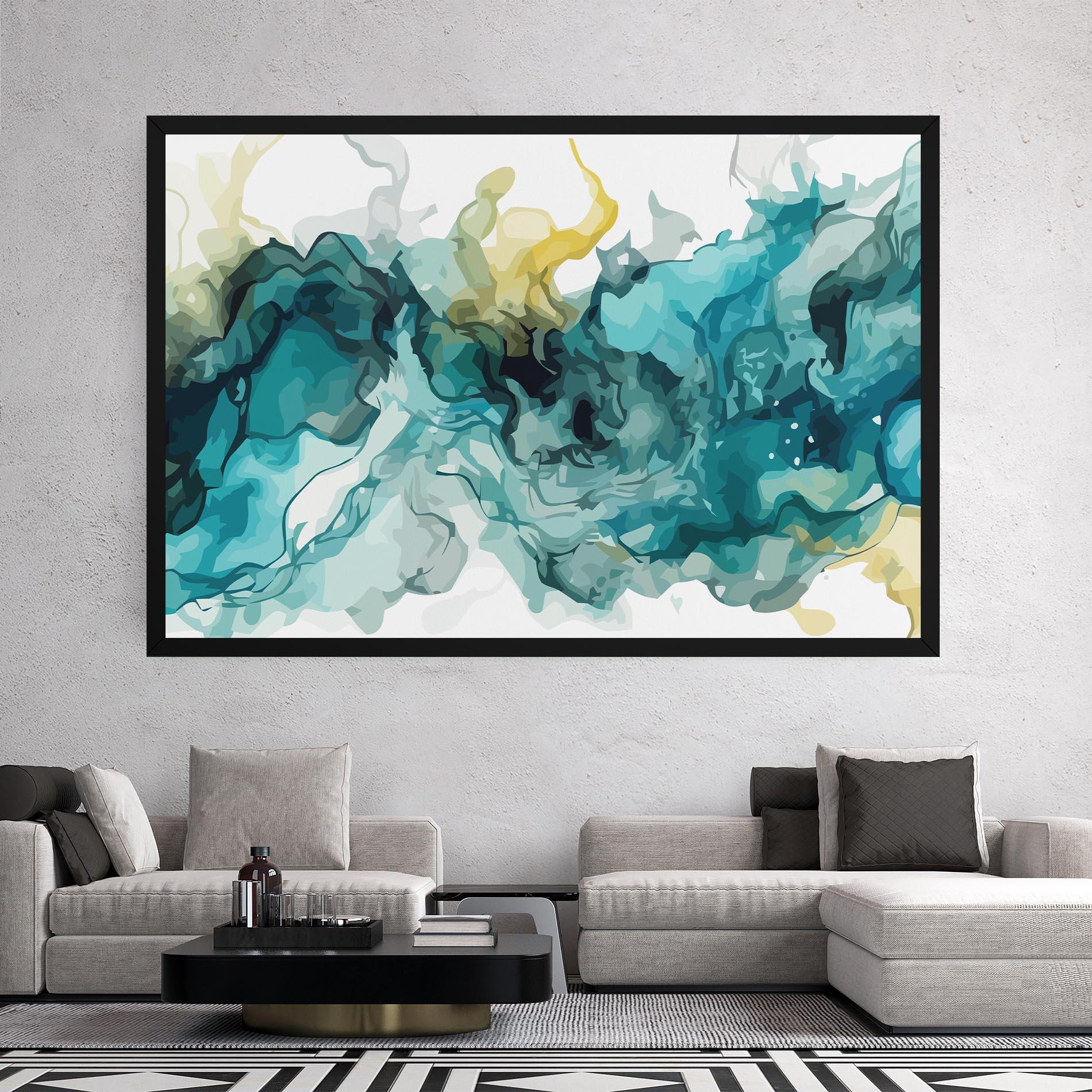 Leinwandbild Blue Yellow Art mockup 2